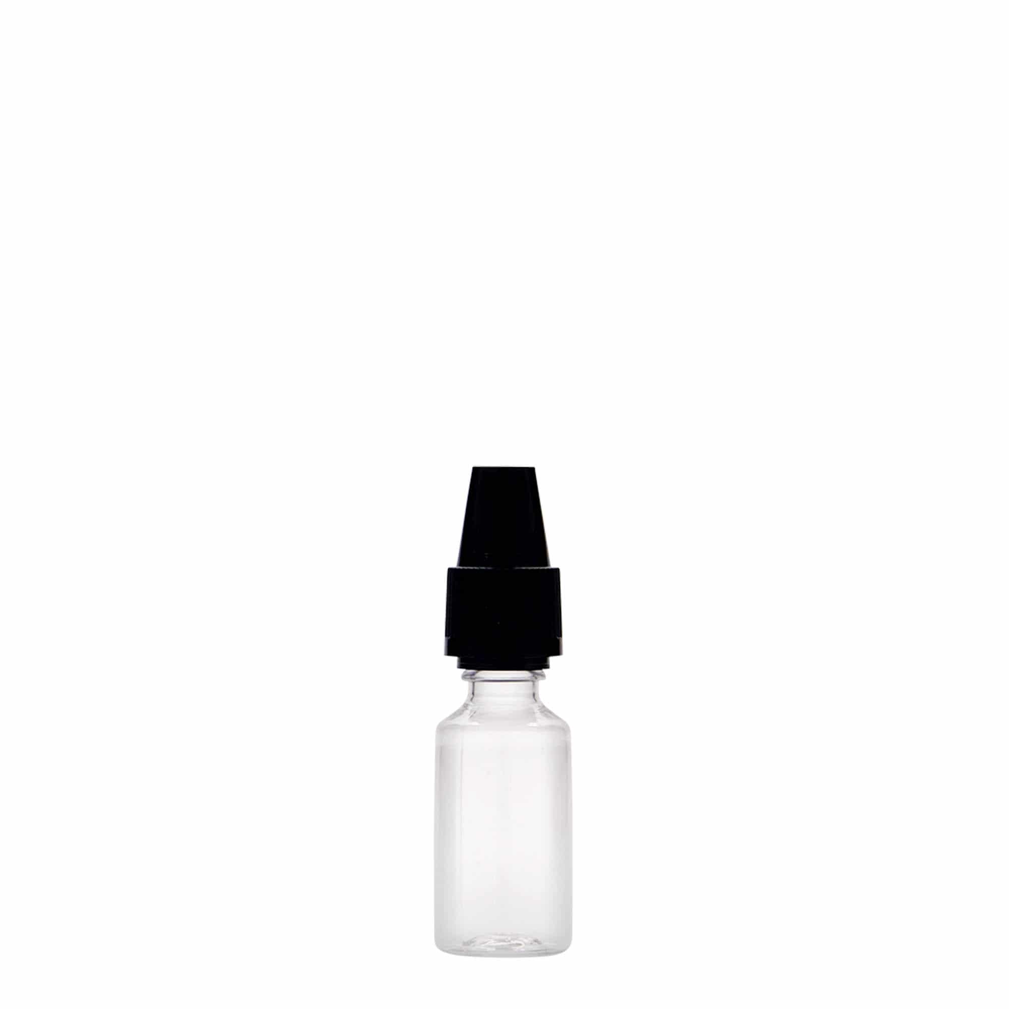 10 ml PET fľaša „E-Liquid“ s poistkou kvality a detskou poistkou , plast, hrdlo: skrutkovací uzáver