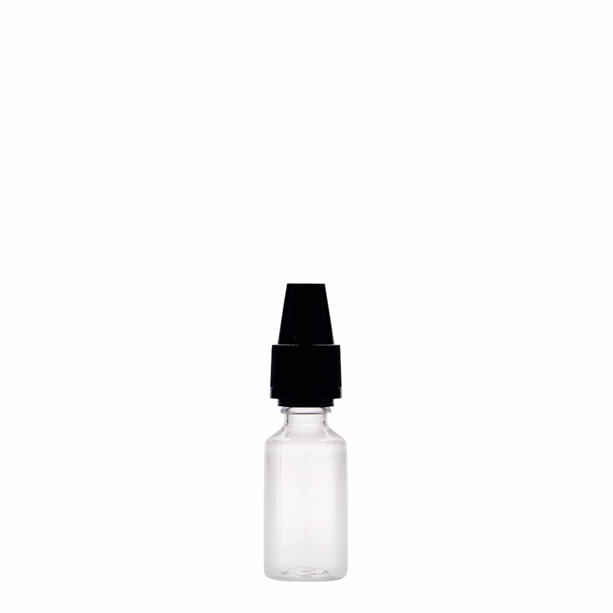10 ml PET fľaša „E-Liquid“ s poistkou kvality a proti deťom, plast, hrdlo: závitové uzáver