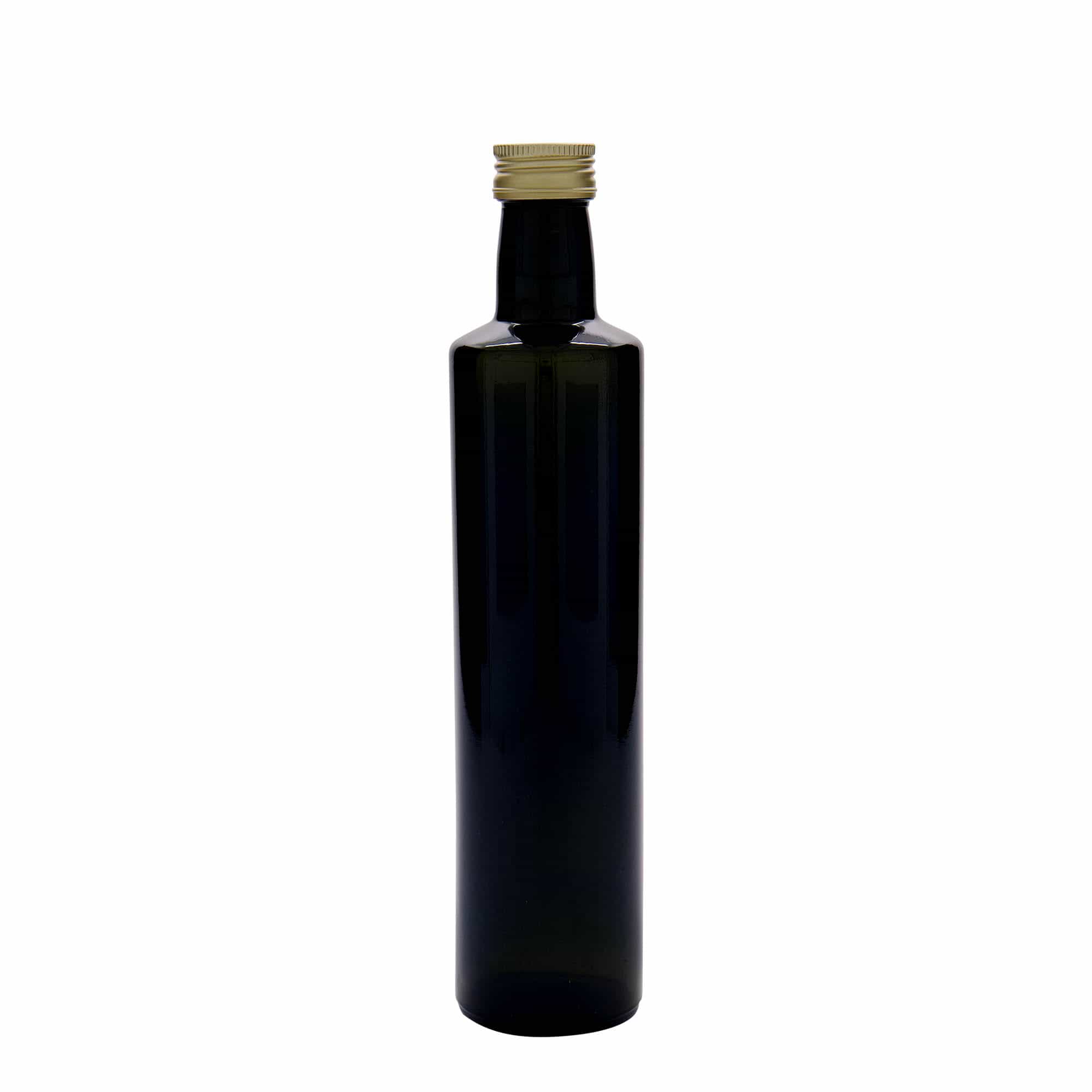 500 ml sklená fľaša „Dorica“, antická zelená farba, hrdlo: PP 31,5