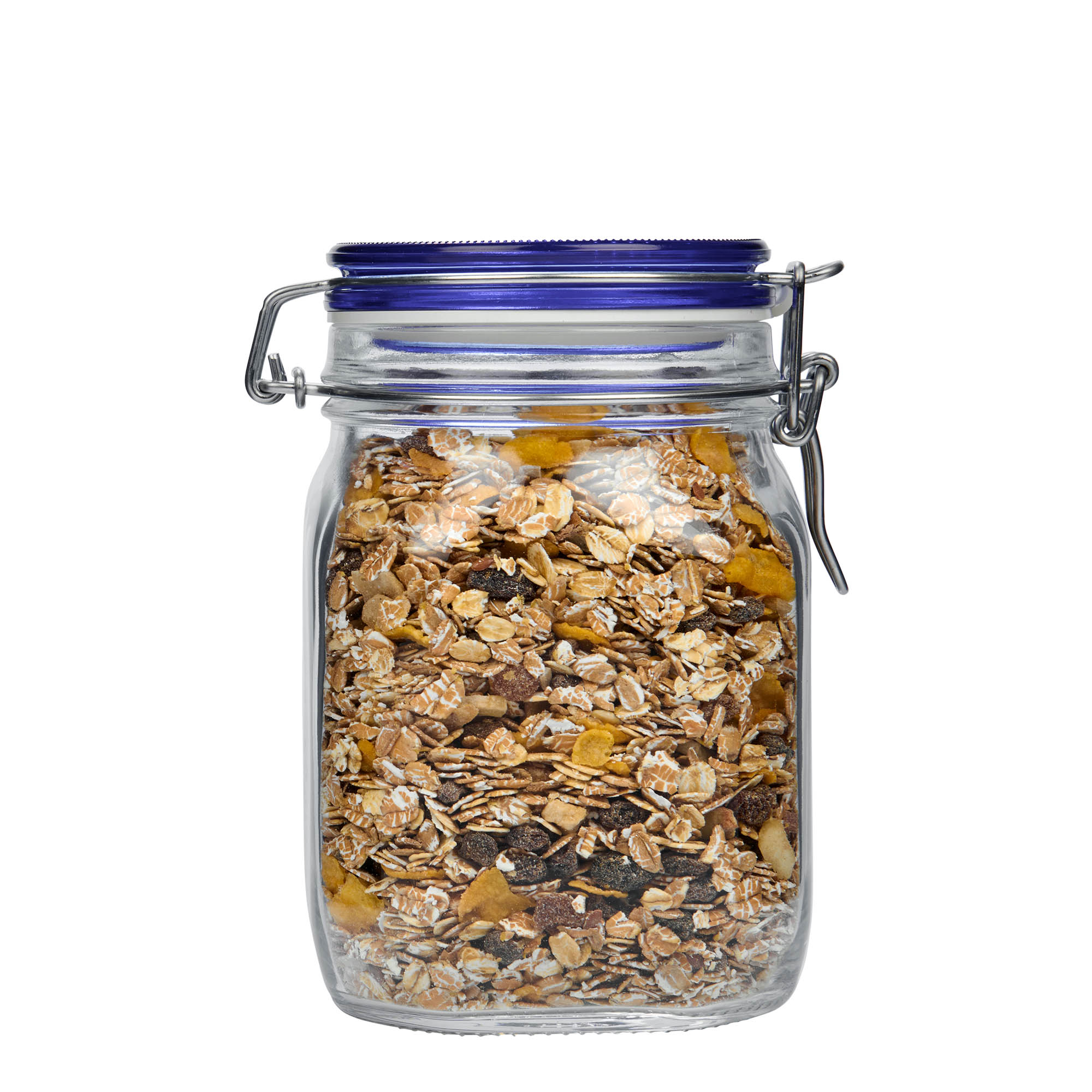 1 000 ml drôtené uzáverové sklo „Fido“ modrý vrch, štvorcové, hrdlo: drôtený uzáver 1 000 ml drôtené uzáverové sklo „Fido“ modrý vrch, štvorcové, hrdlo: drôtený uzáver