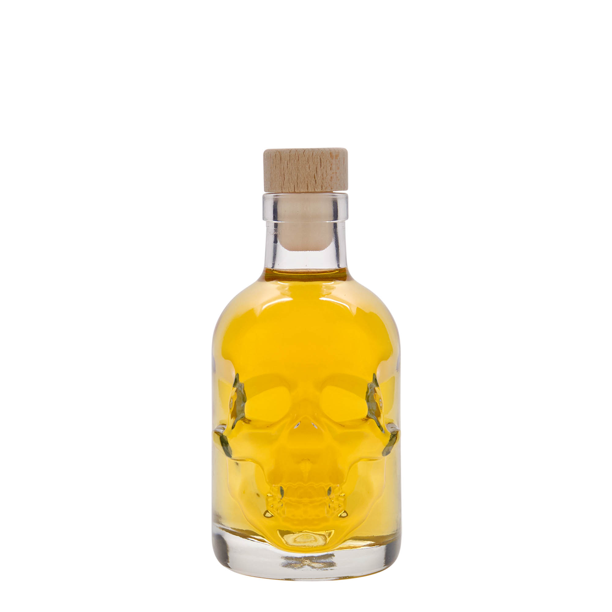 200 ml sklenená fľaša „Lebka“, hrdlo: korek