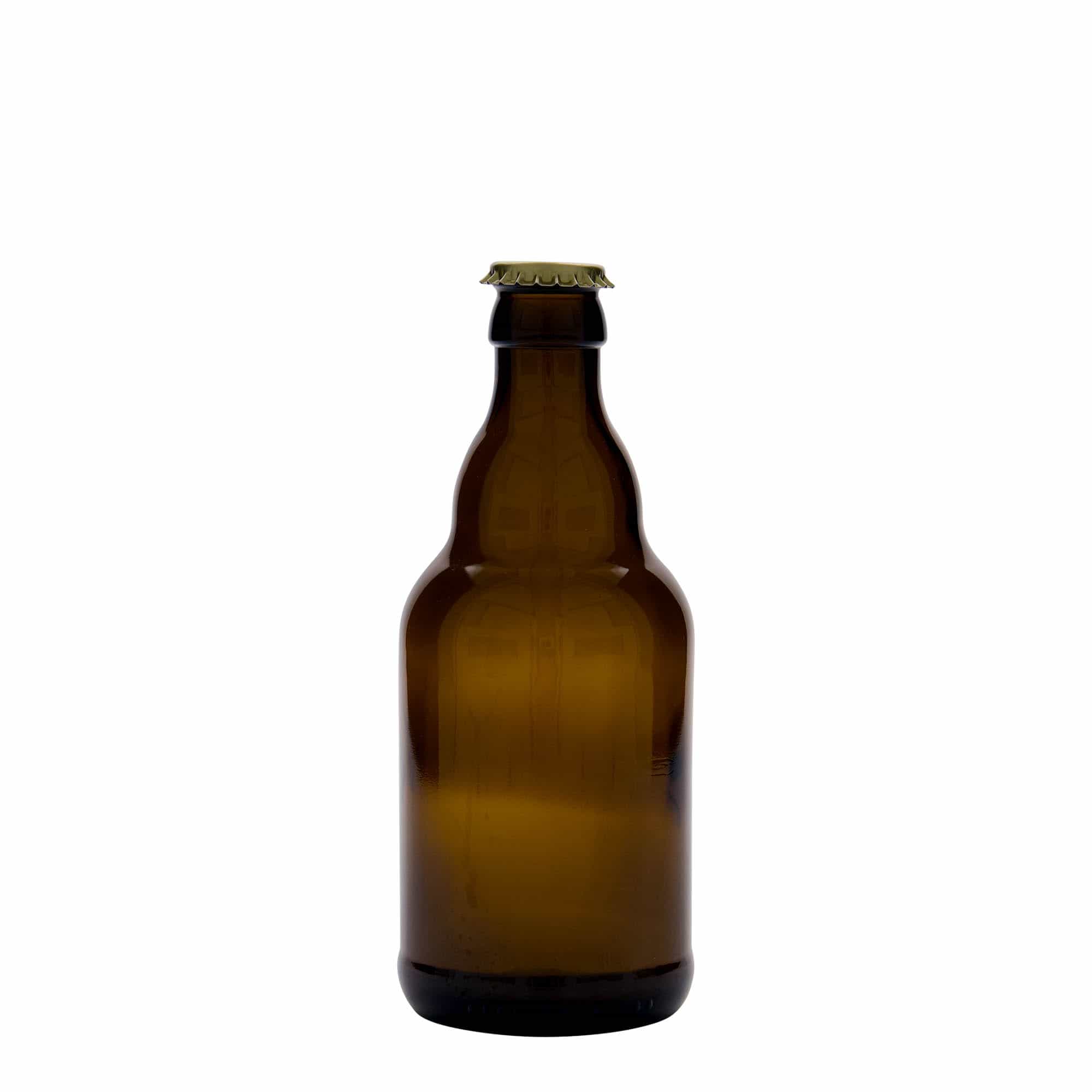 330 ml pivová fľaša 'Steinie', sklo, hnedá, hrdlo: korunkový uzáver