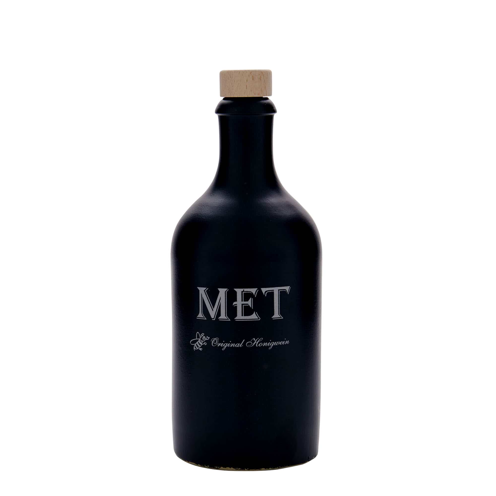 500 ml hlinený krčah, motív: medovina, kamenina, čierna farba, hrdlo: korok