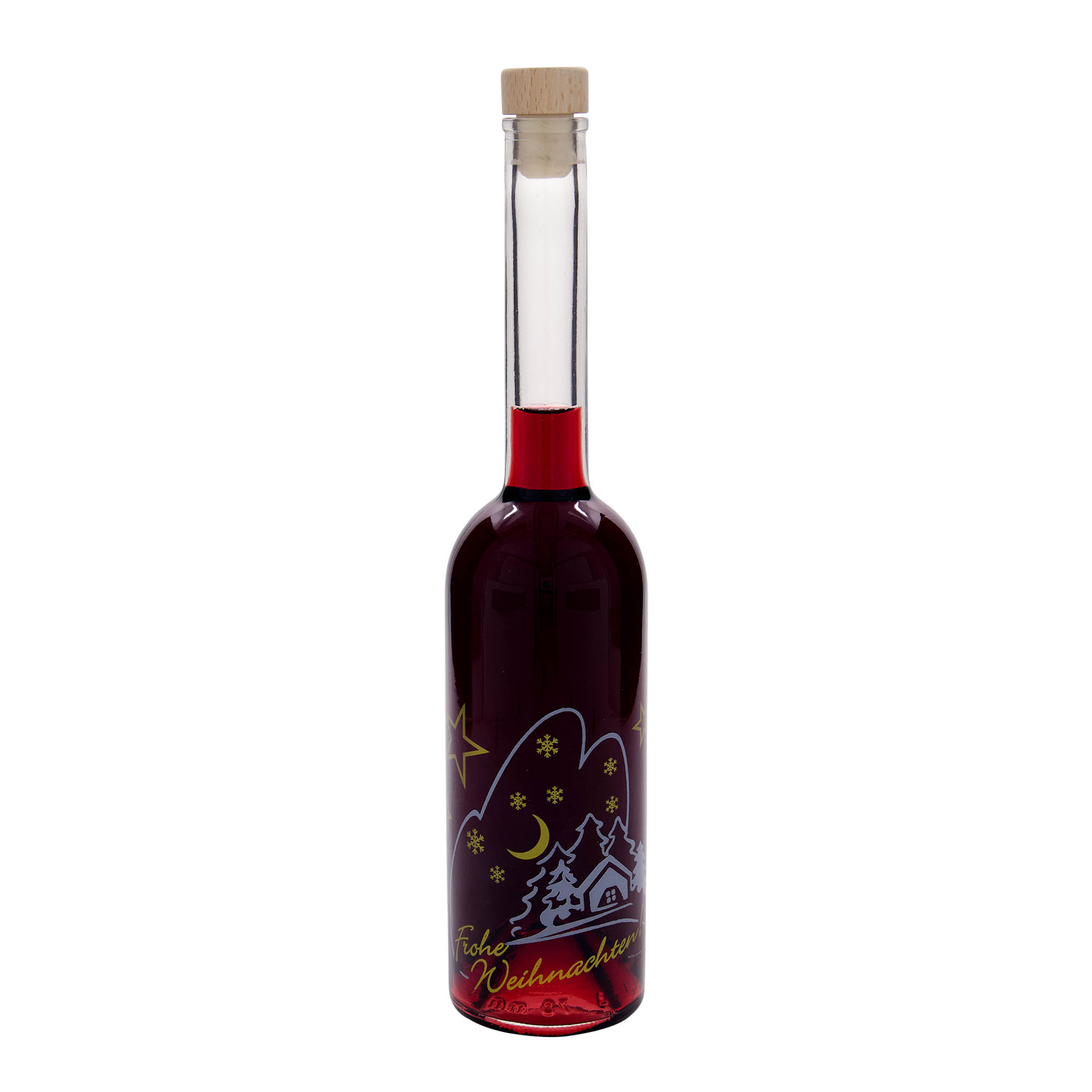 500 ml sklenená fľaša 'Opera', motív: Vianočná idyla, hrdlo: korok