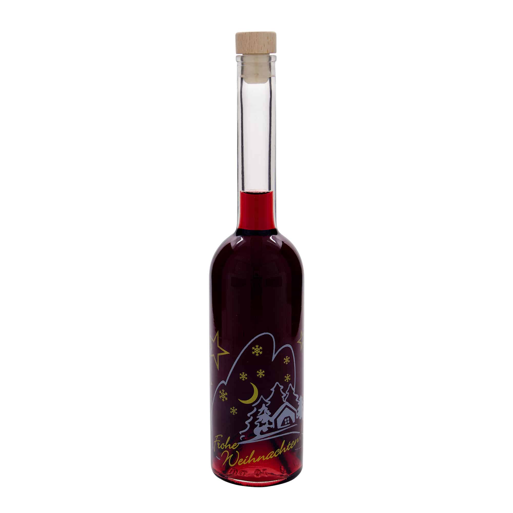 500 ml sklenená fľaša 'Opera', motív: Vianočná idyla, hrdlo: korok