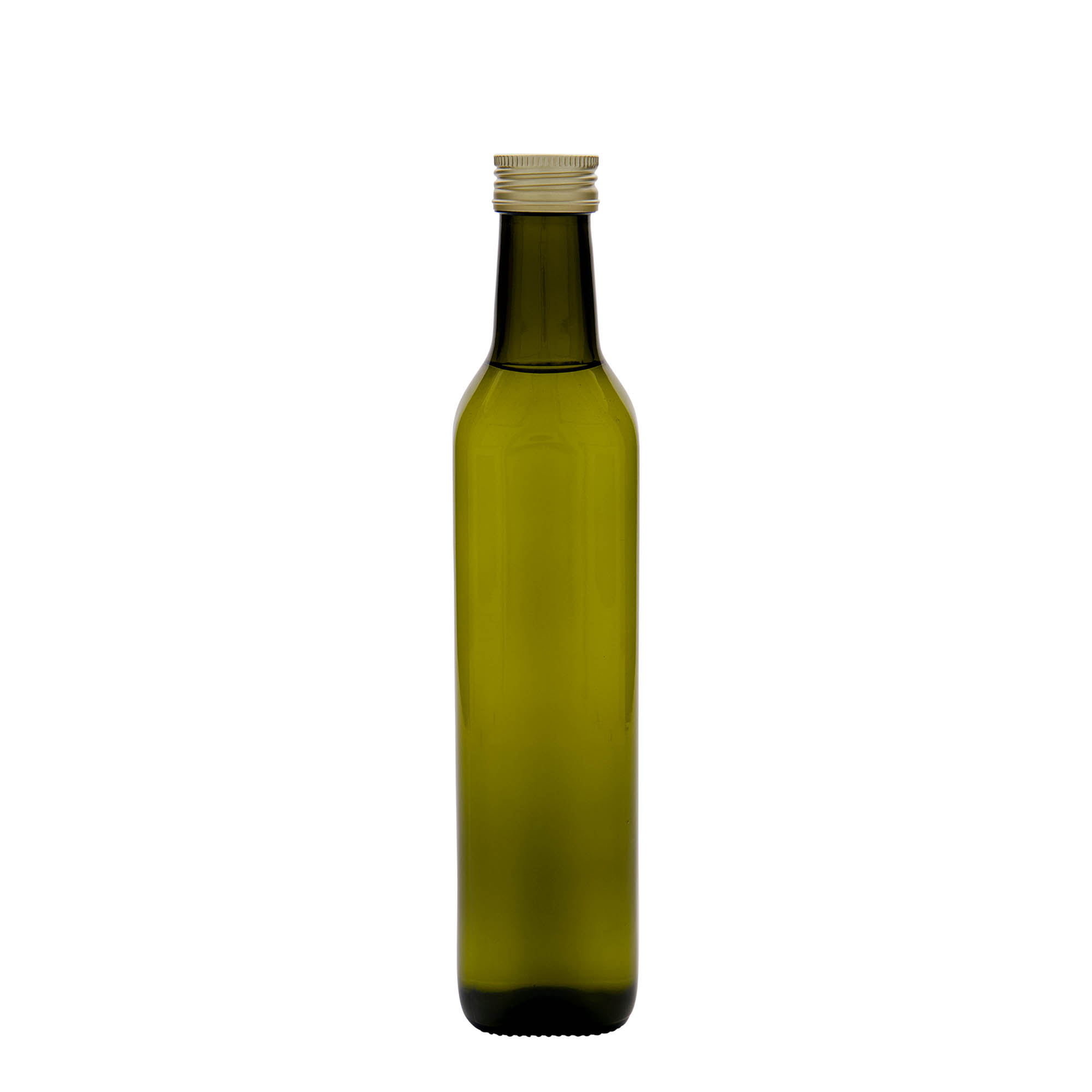 500 ml sklenená fľaša 'Marasca', štvorcová, antikzelená, hrdlo: PP 31,5