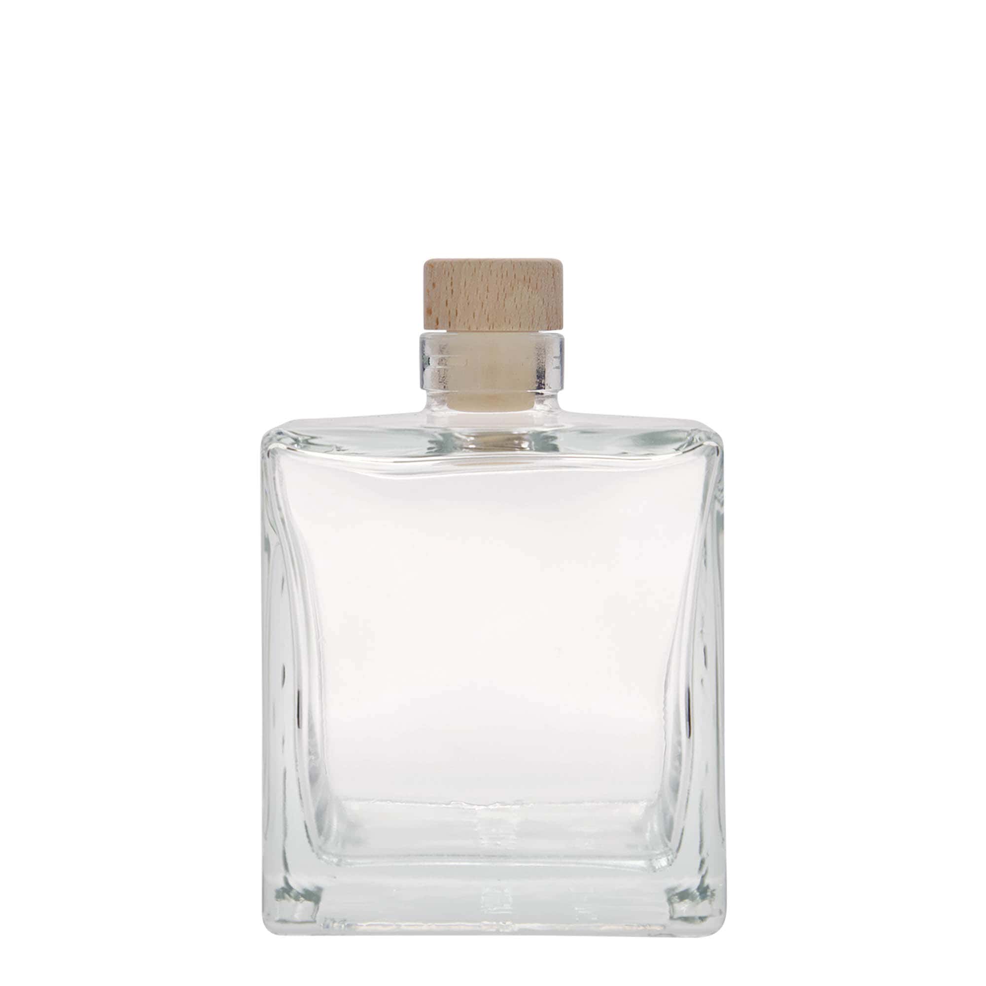 500 ml sklená fľaša „Cube“, štvorcová, hrdlo: korok