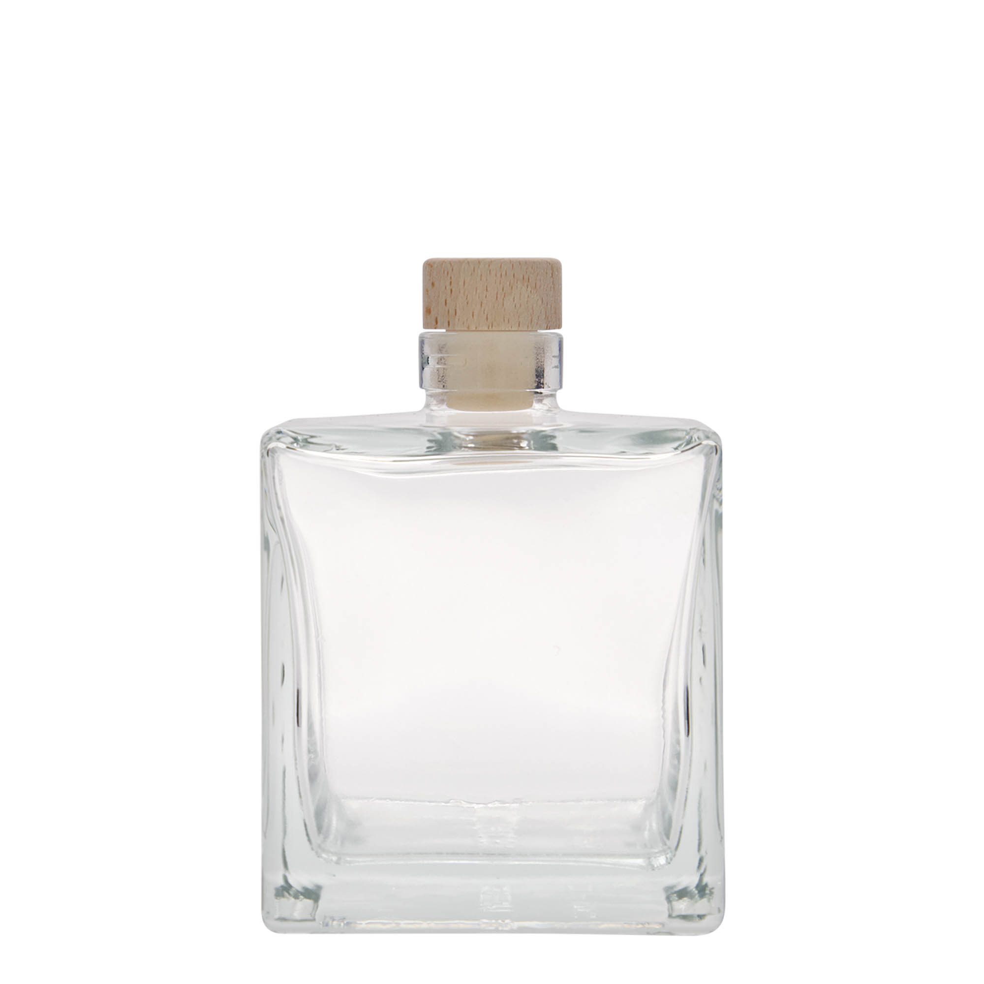 500 ml sklenená fľaša 'Cube', štvorcová, hrdlo: korok