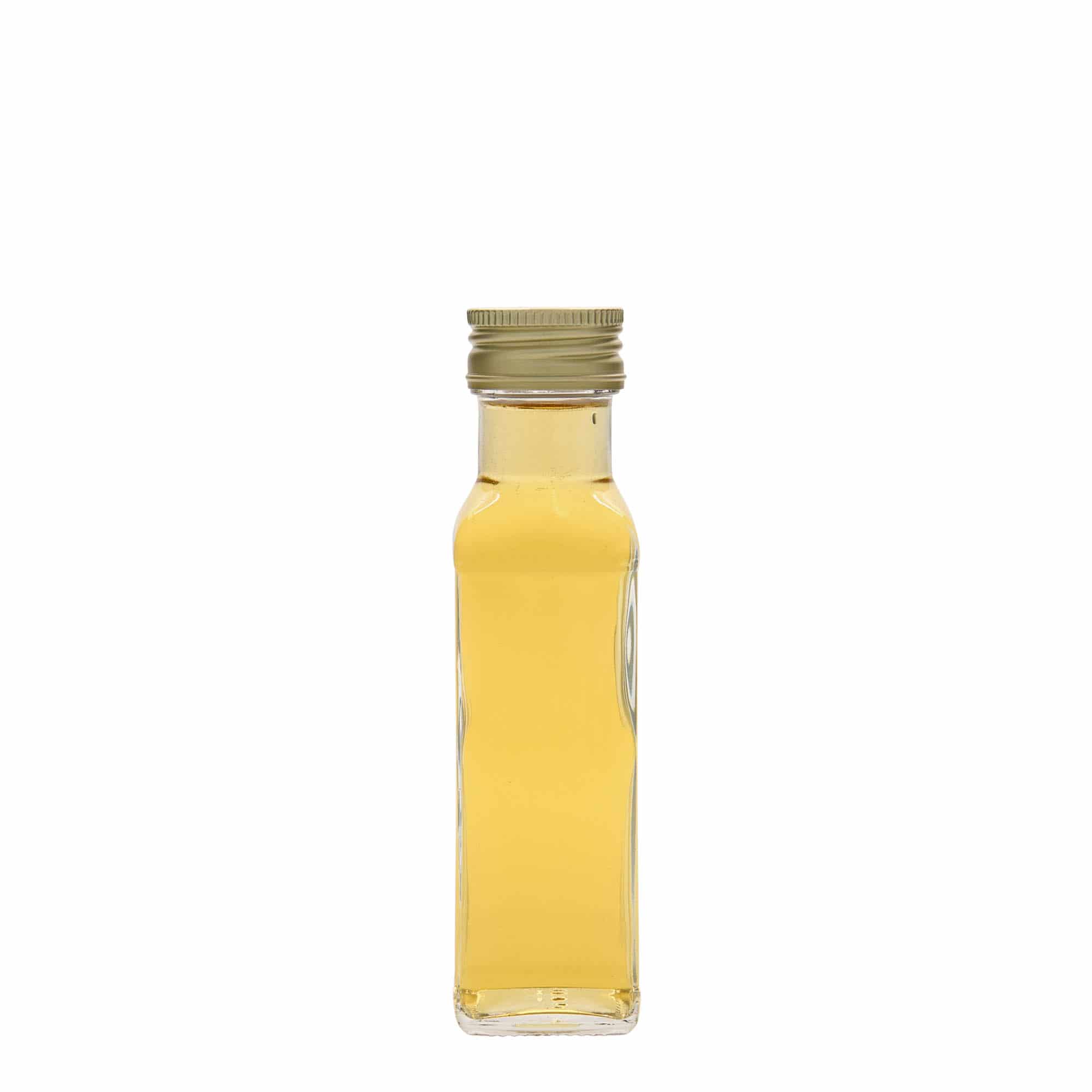 100 ml sklená fľaša „Marasca“, štvorcová, hrdlo: PP 31,5