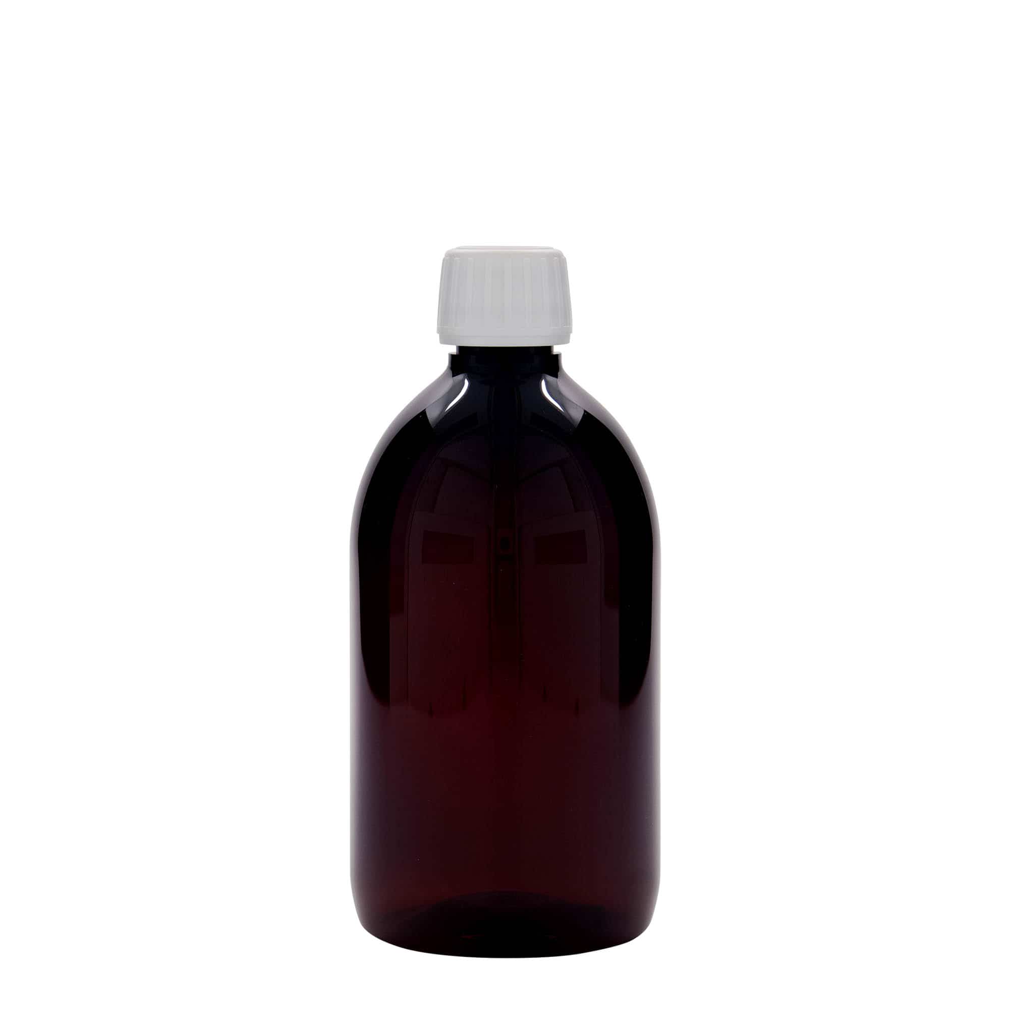 500 ml PET liekovka, hnedá farba, plast, hrdlo: PP 28