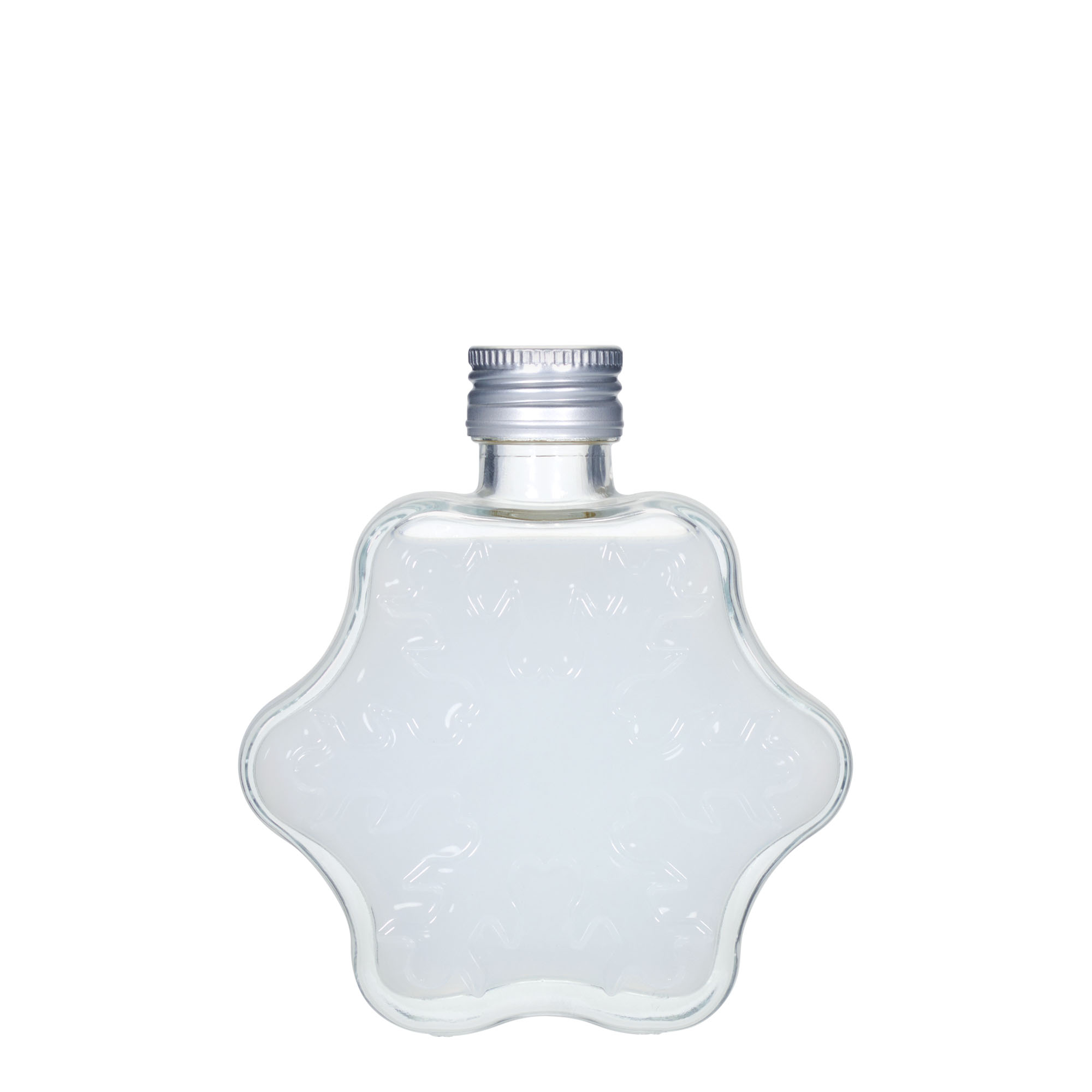 200 ml sklenená fľaša 'Snehová vločka', hrdlo: PP 28