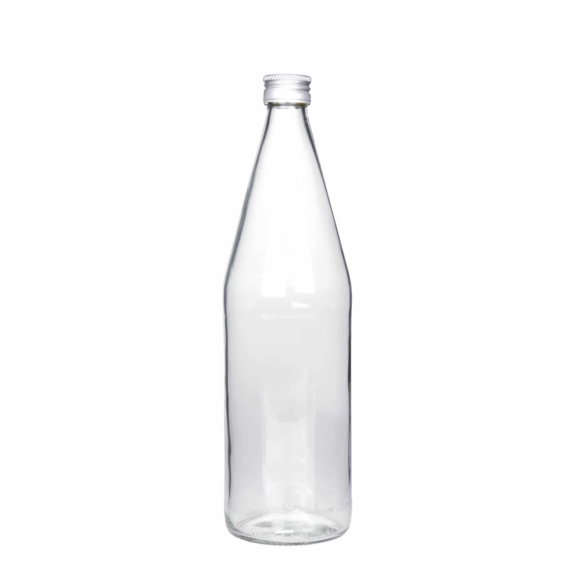 750 ml univerzálna fľaša mrkvový tvar, sklená, hrdlo: PP 28