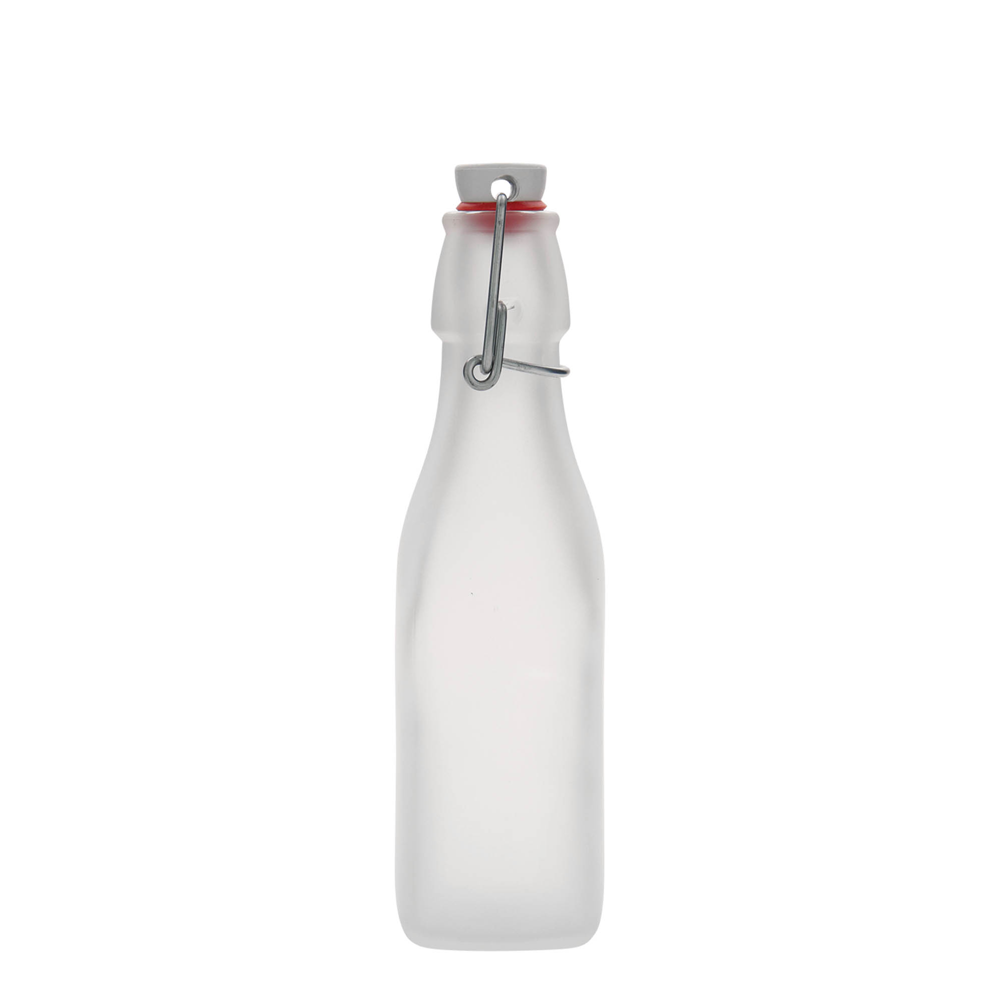 250 ml sklenená fľaša 'Swing, štvorcová, biela, hrdlo: pákové uzáver