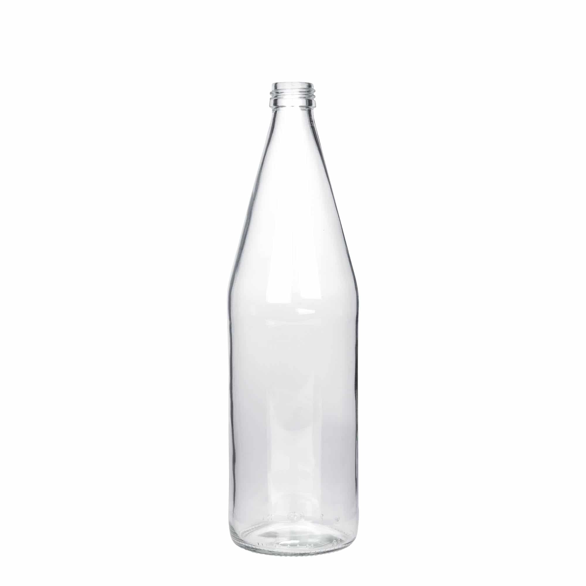 750 ml univerzálna fľaša mrkvový tvar, sklená, hrdlo: PP 28