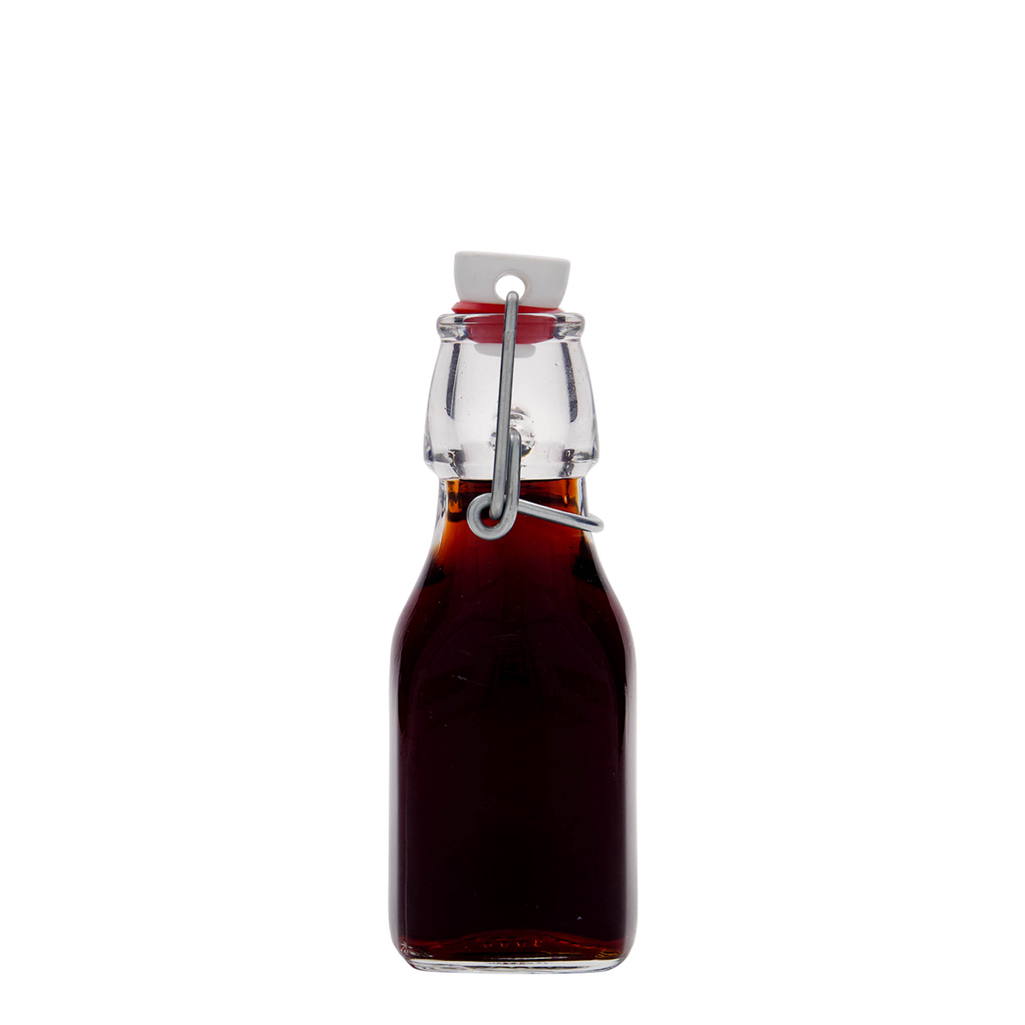 125 ml sklenená fľaša 'Swing', štvorcová, hrdlo: pákové uzáver