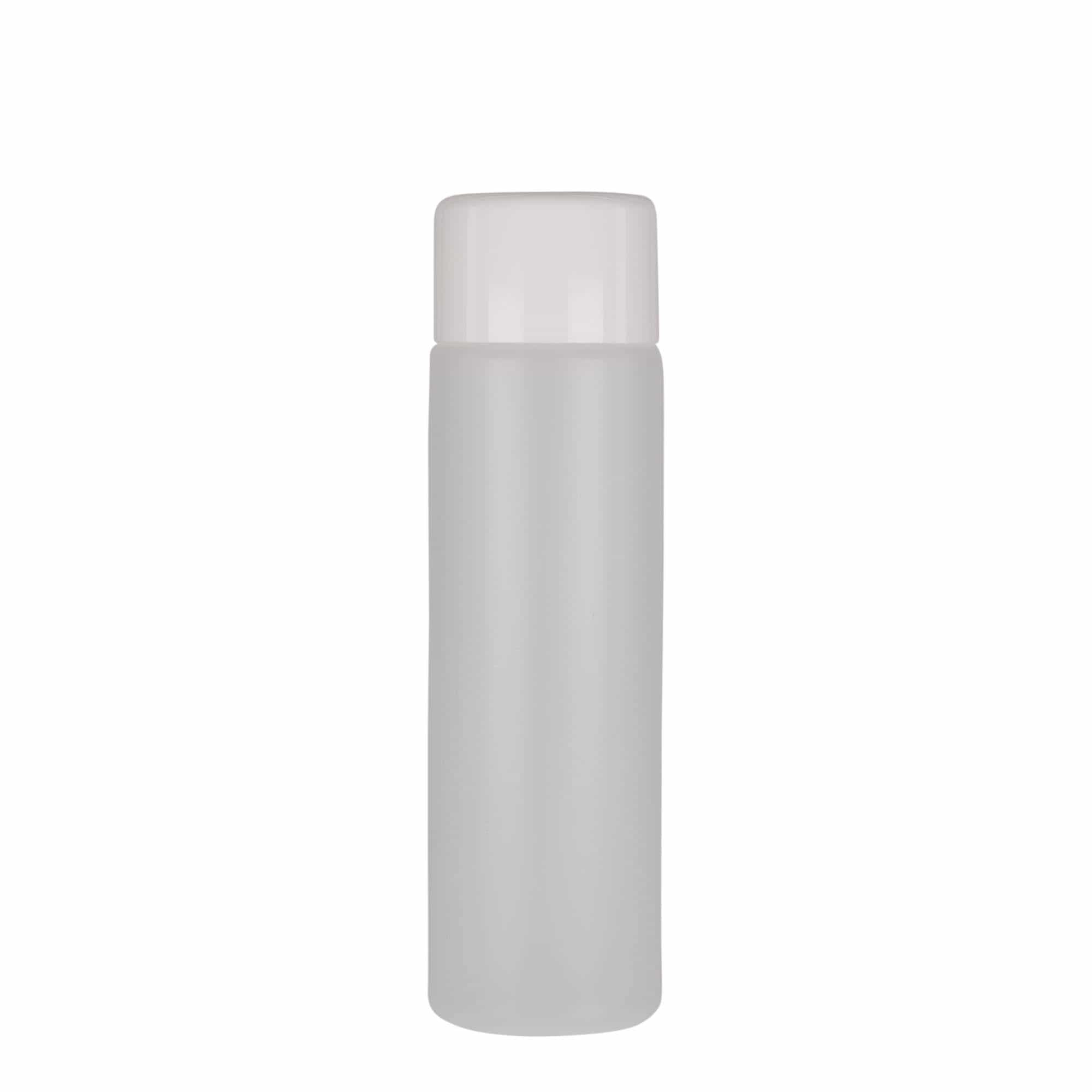 250 ml okrúhla fľaša, PE plast, prírodná farba, hrdlo: skrutkovací uzáver