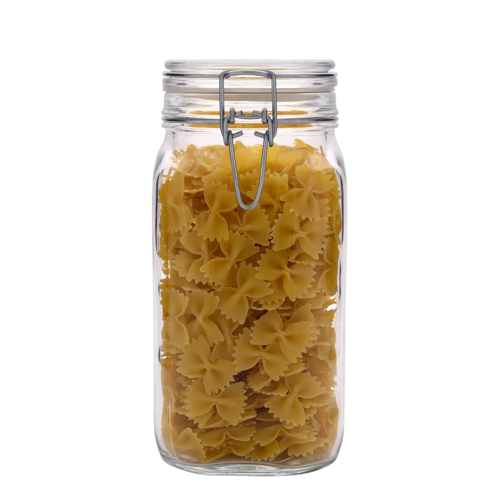 1 500 ml pohár so strmeňovým uzáverom „Fido“, štvorcový, hrdlo: strmeňový uzáver