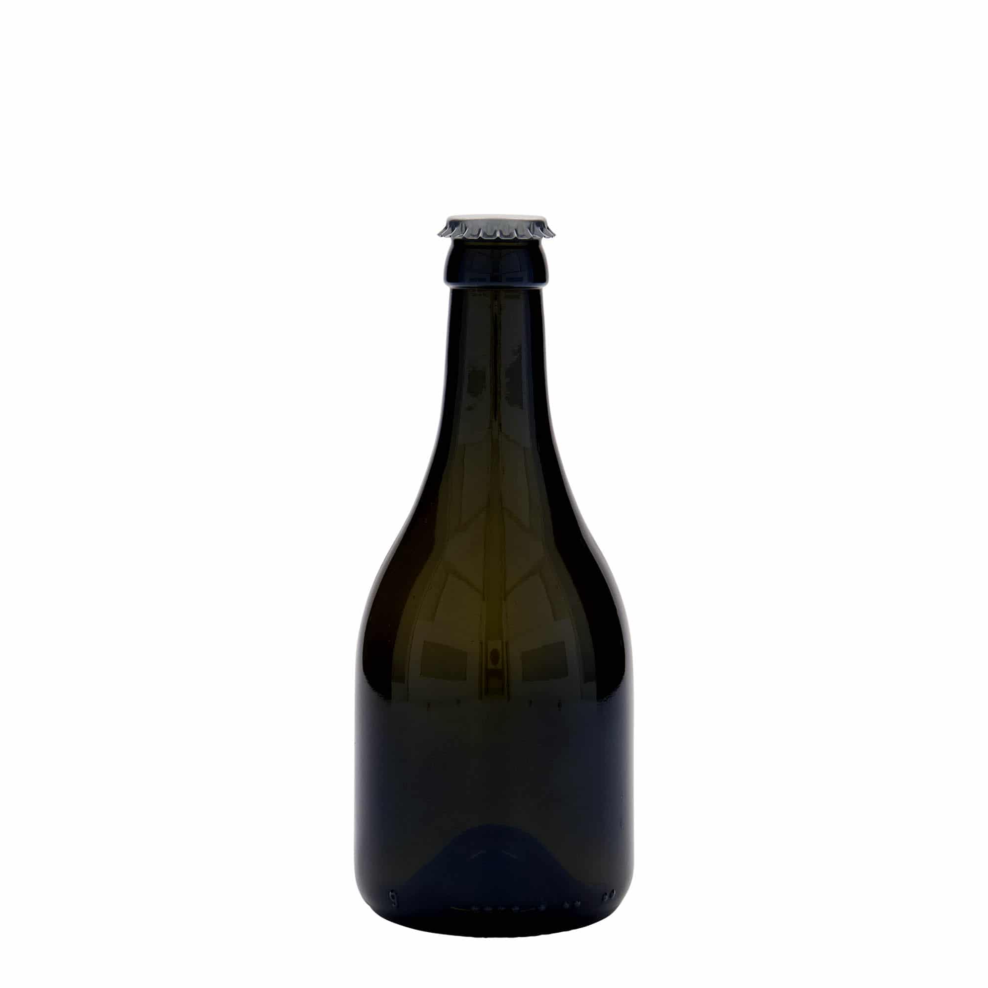 330 ml fľaša na pivo „Horta“, sklená, antická zelená farba, hrdlo: štupeľ