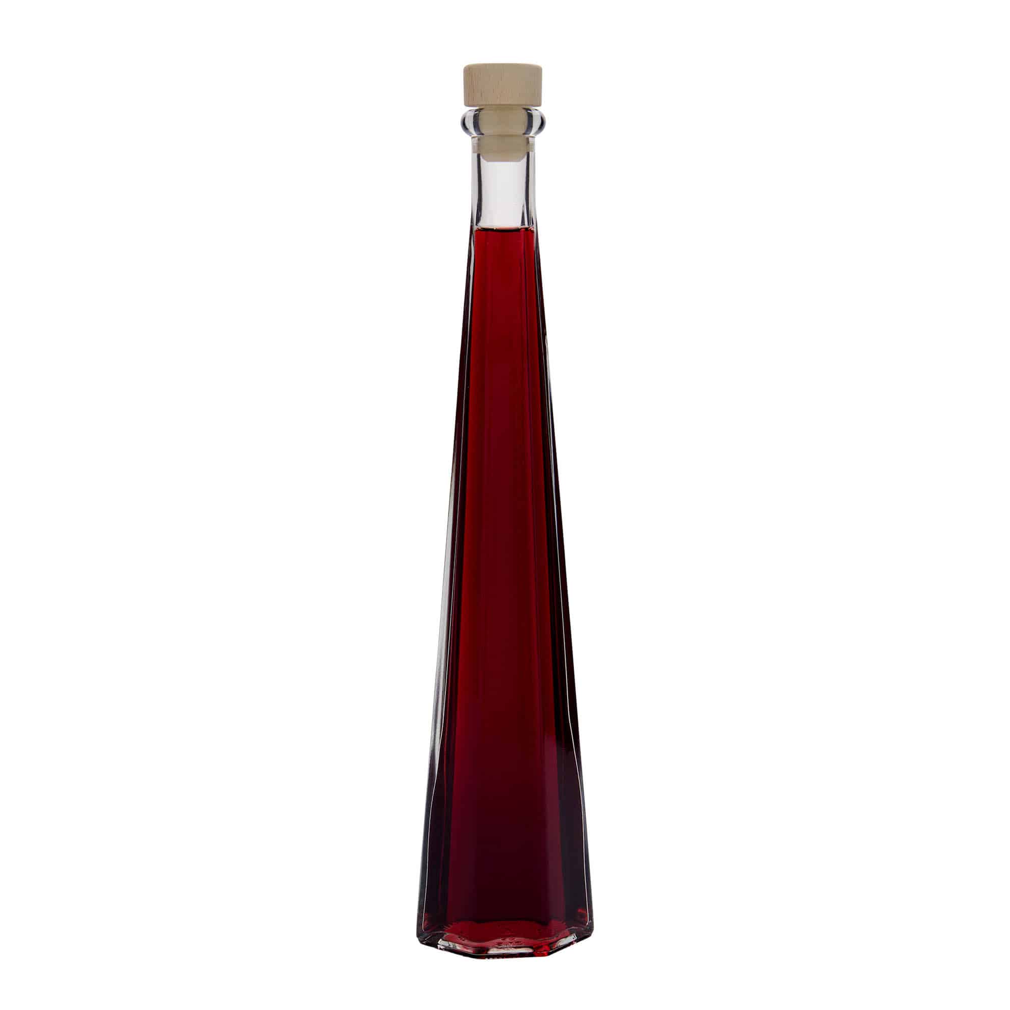 200 ml sklená fľaša „Dama Se x ta“, šesťhranná, hrdlo: korok