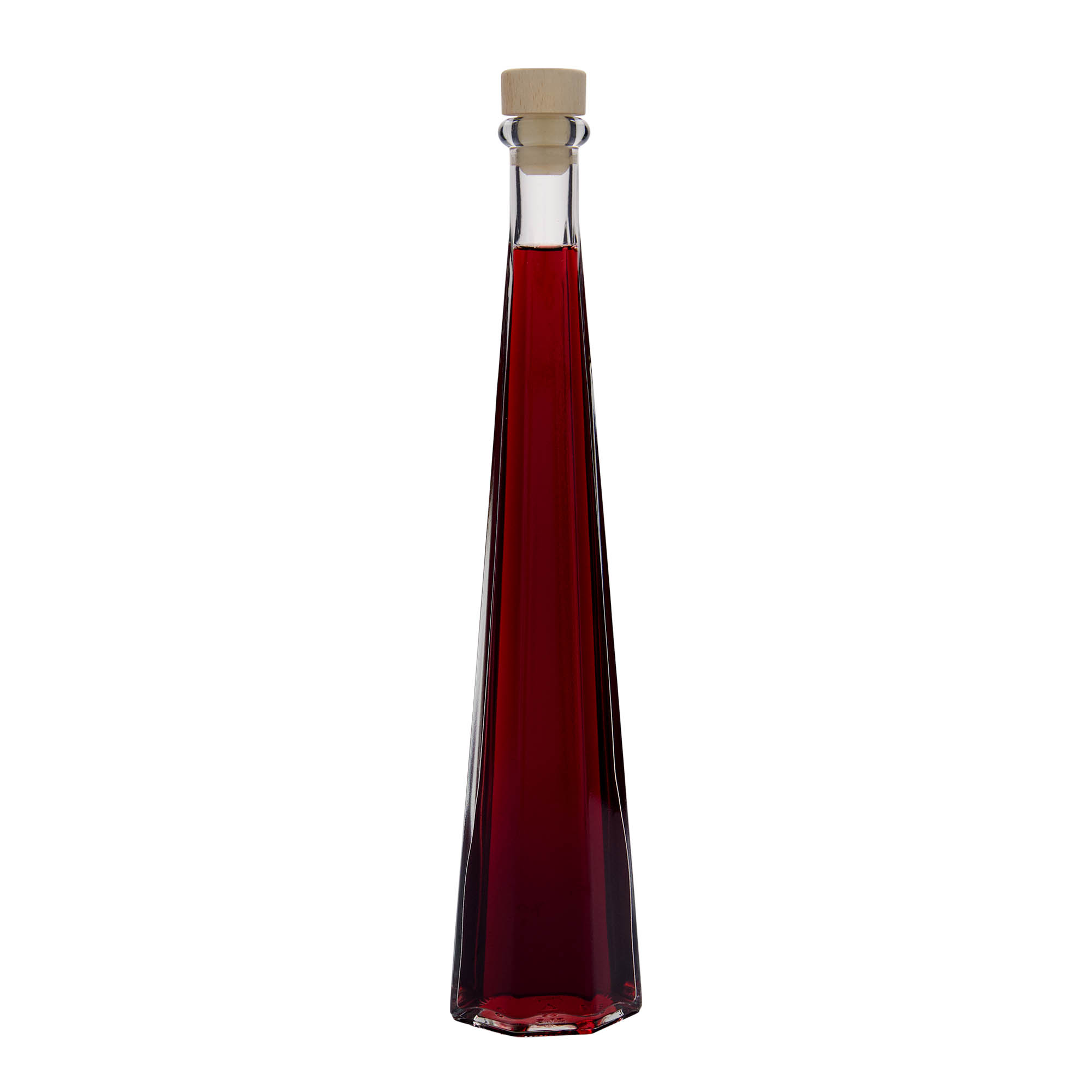 200 ml sklenená fľaša 'Dama Sexta', šesťuholníková, hrdlo: korok