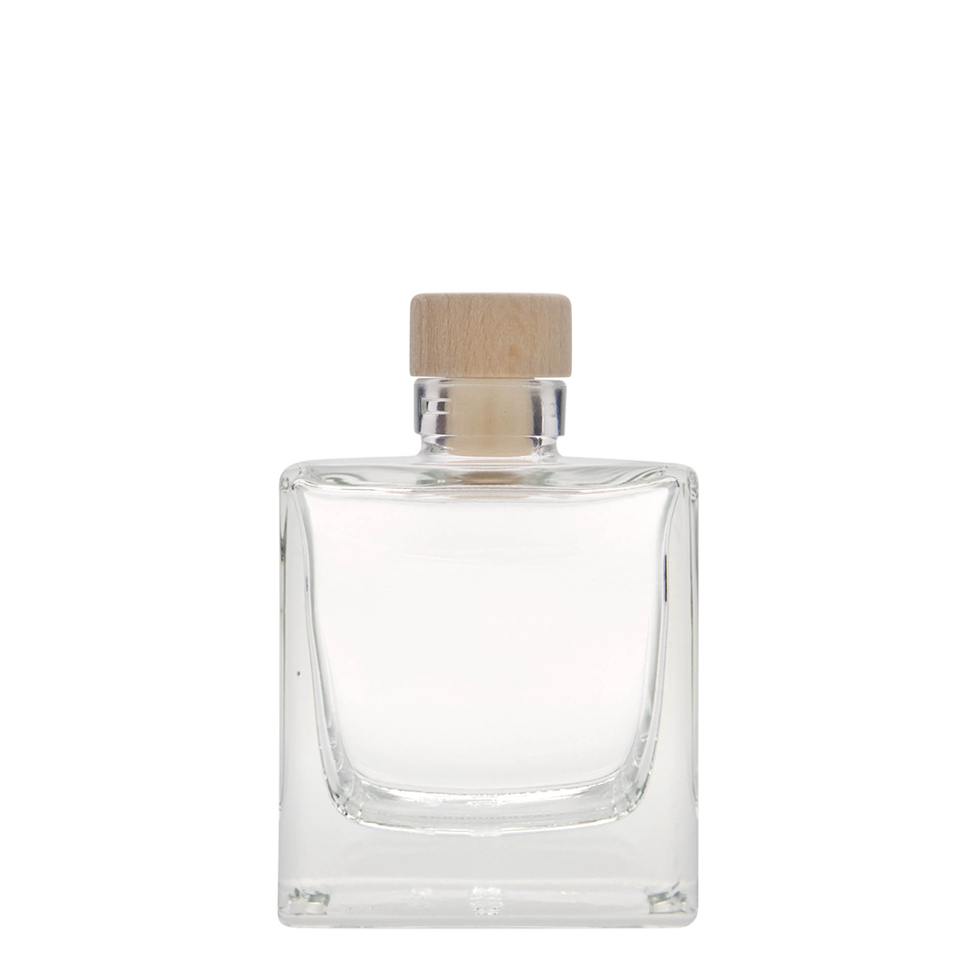 200 ml sklenená fľaša 'Cube', štvorcová, hrdlo: korok
