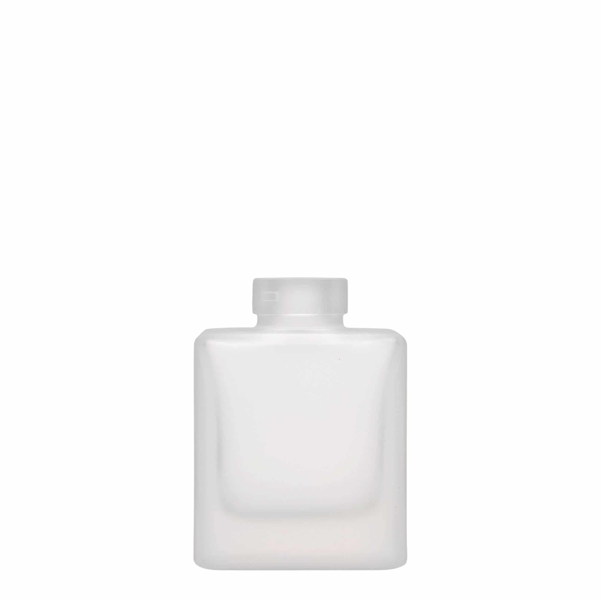 100 ml sklená fľaša „Cube“, štvorcová, ľadová, hrdlo: korok
