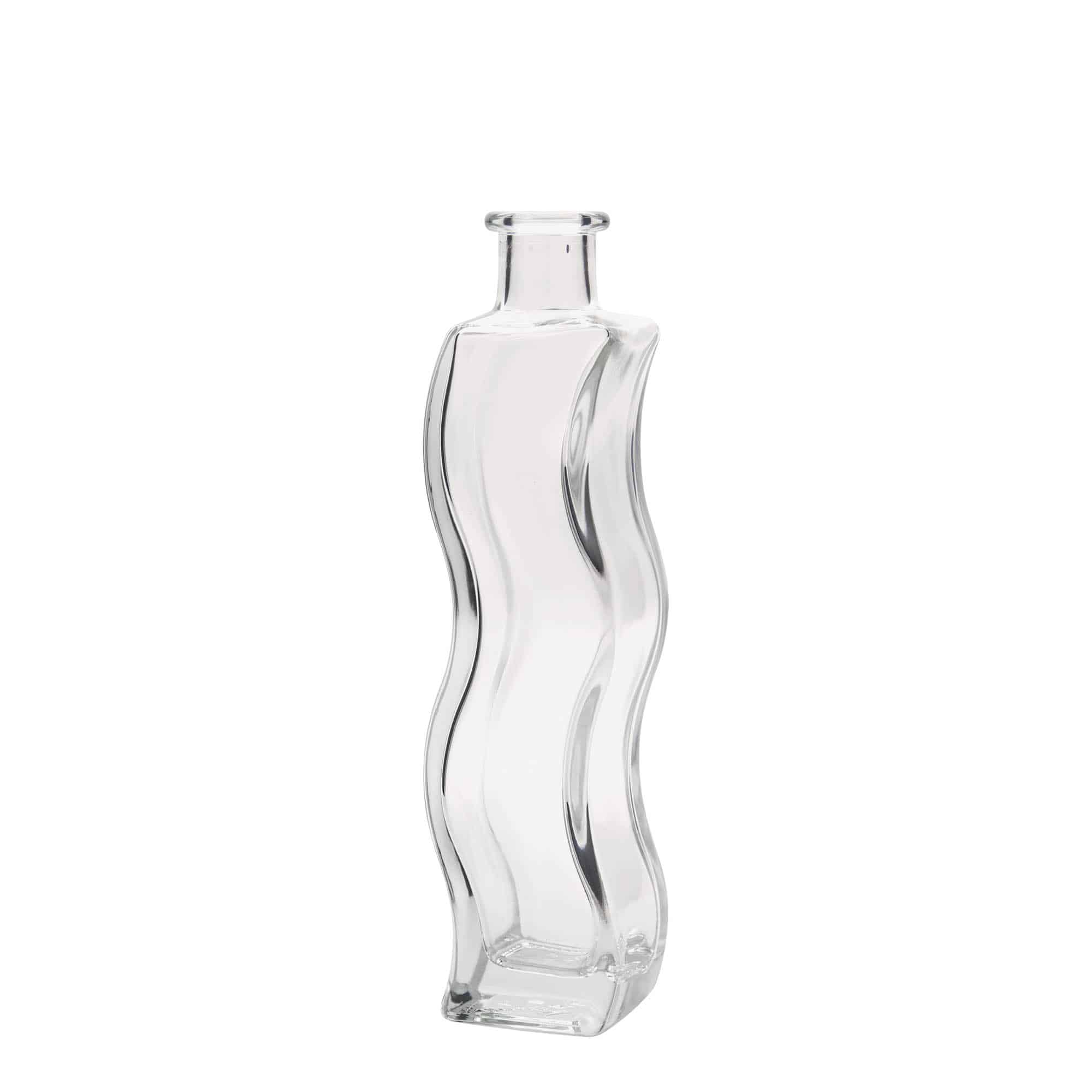200 ml sklená fľaša „Vlna“, štvorcová, hrdlo: korok