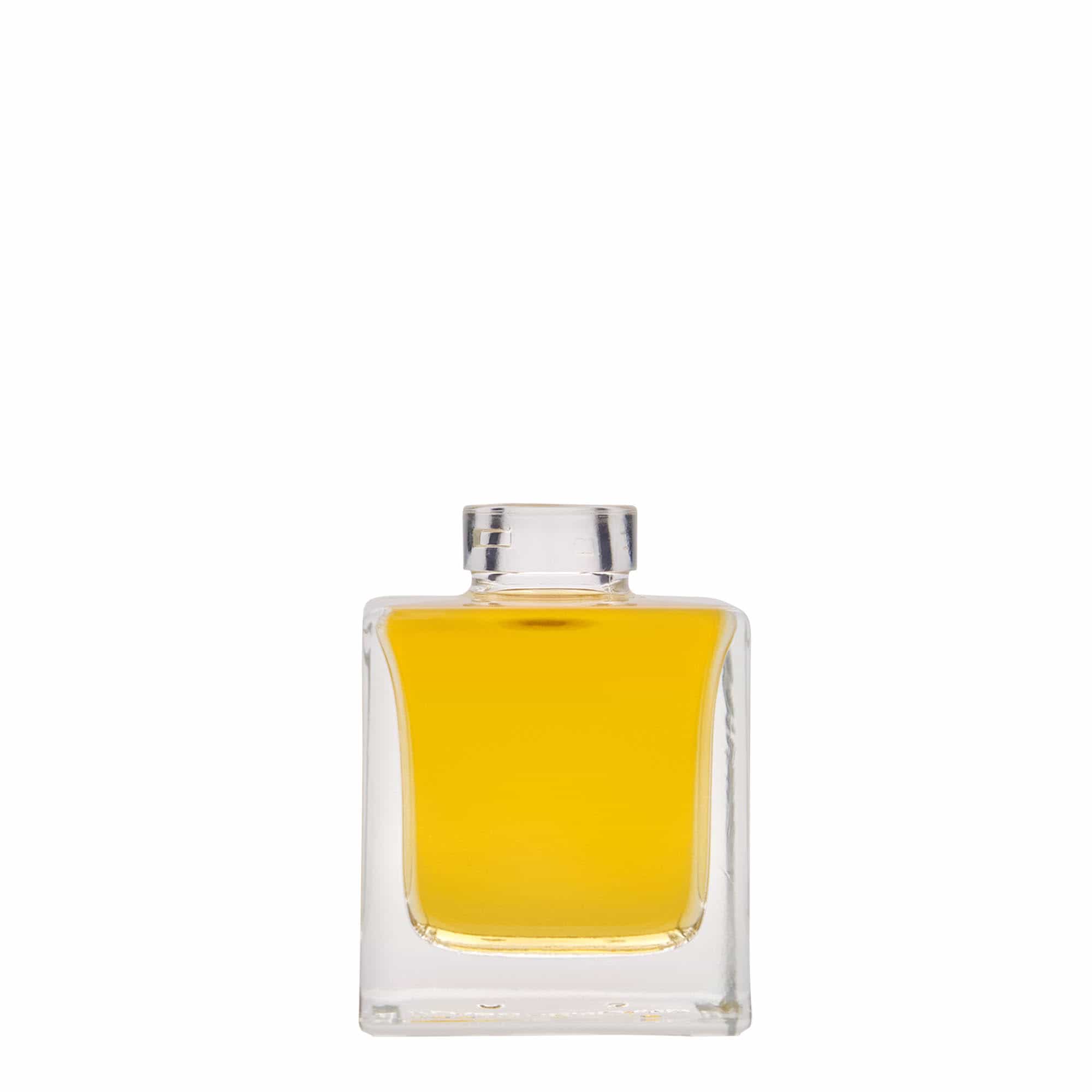 100 ml sklenená fľaša 'Cube', štvorcová, hrdlo: korkové