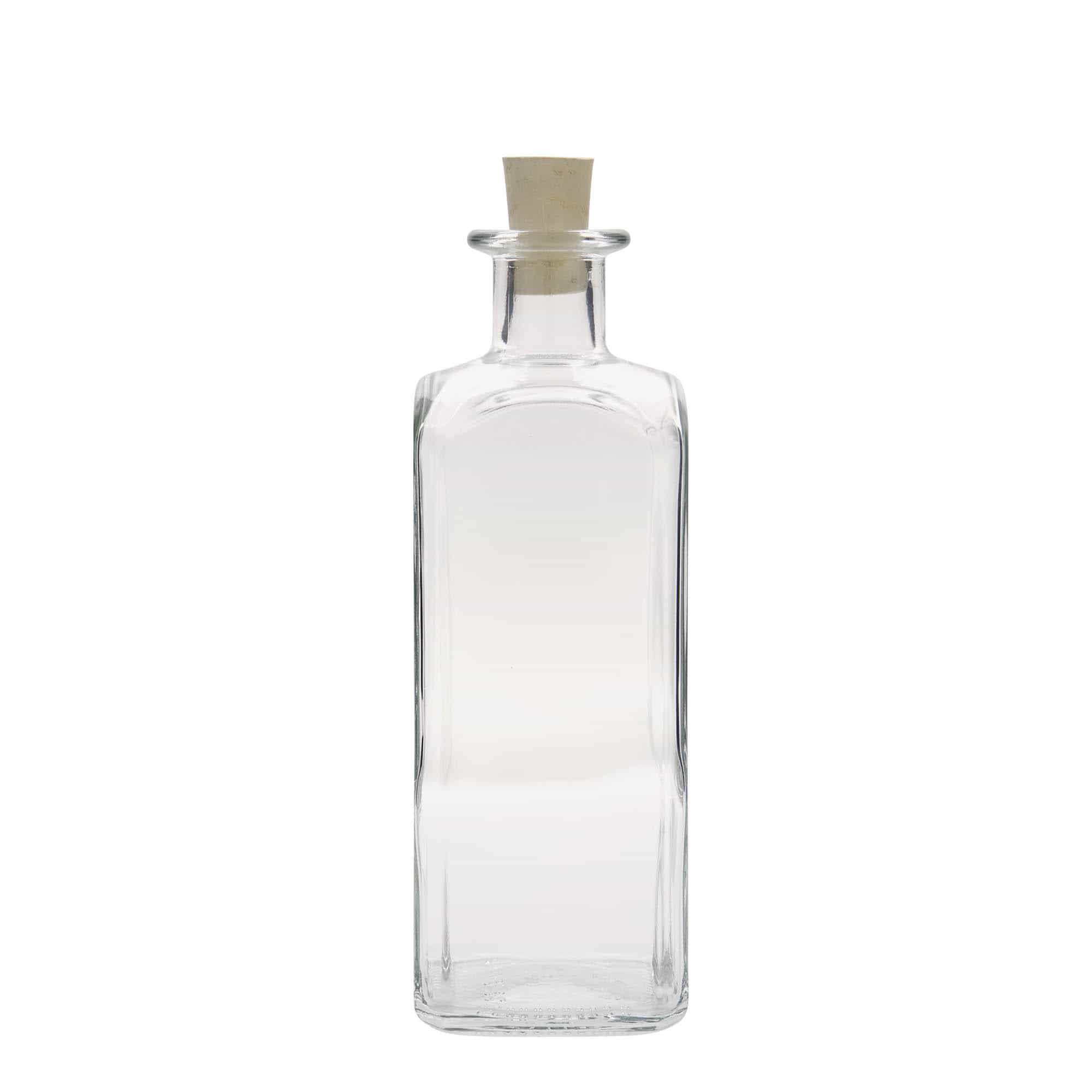 500 ml sklená fľaša lekárnik Carré, štvorcová, hrdlo: korok