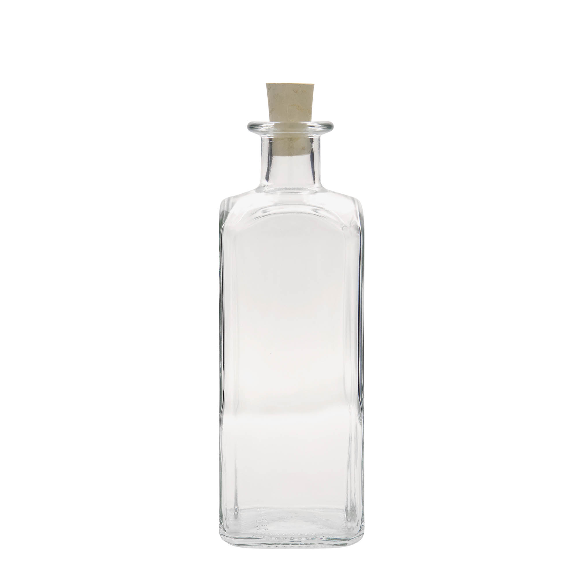 500 ml sklenená fľaša Apotheker Carré, štvorcová, hrdlo: korkové
