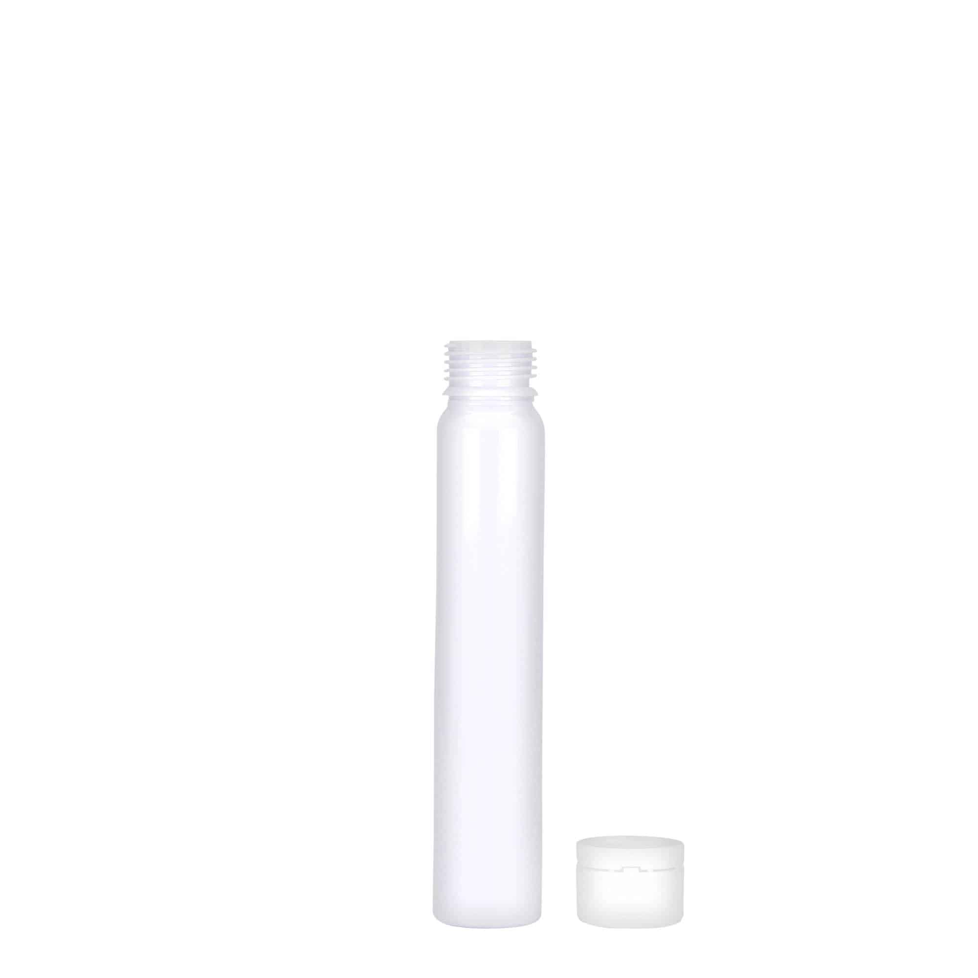 25 ml PET rúrka, plast, biela farba, hrdlo: skrutkovací uzáver