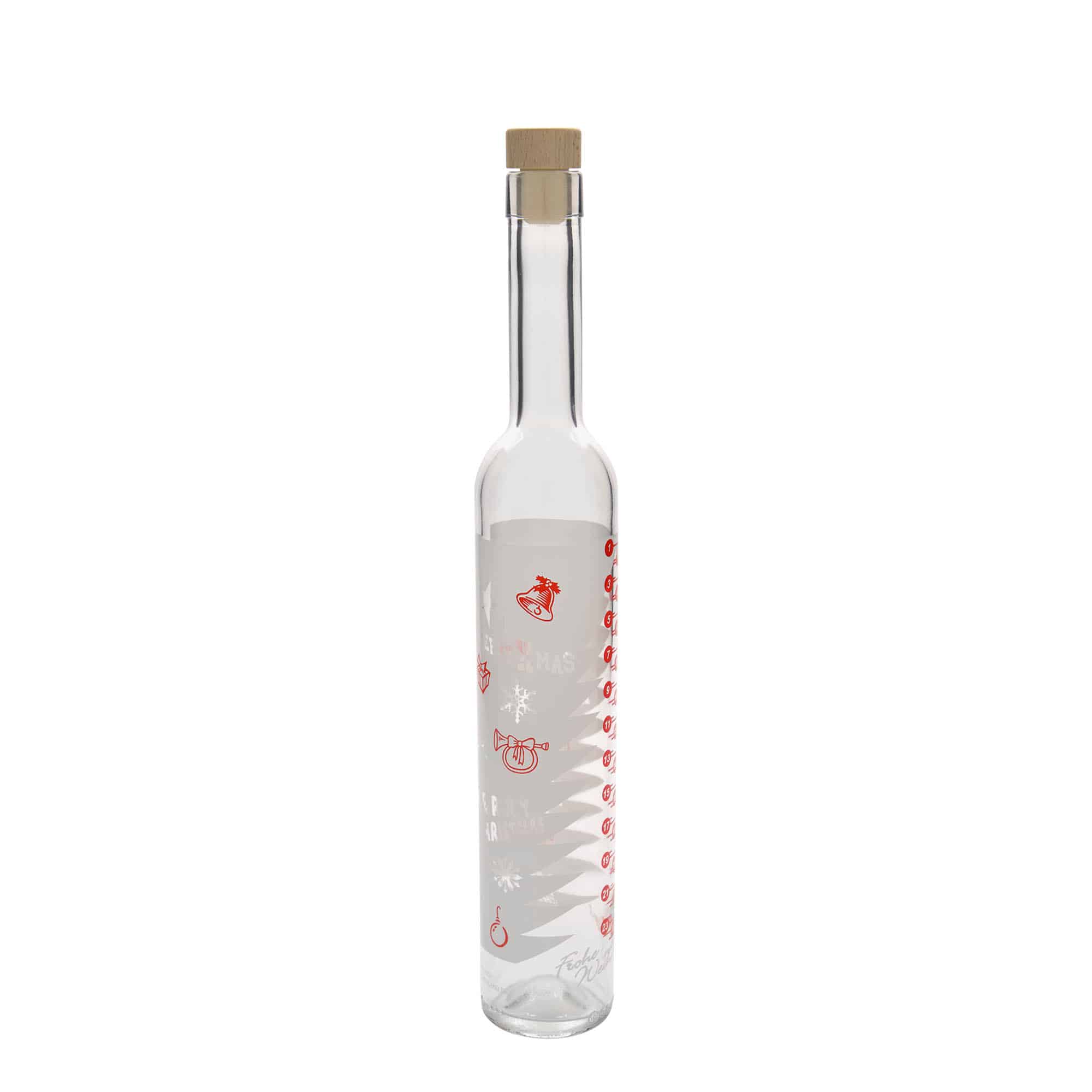 500 ml sklenená fľaša Maximo potlačená „Adventný kalendár“, hrdlo: korkové