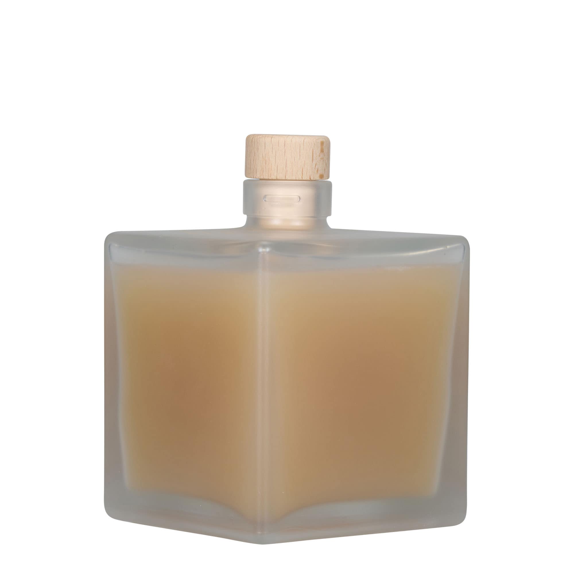 500 ml sklená fľaša „Cube“, štvorcová, ľadová, hrdlo: korok