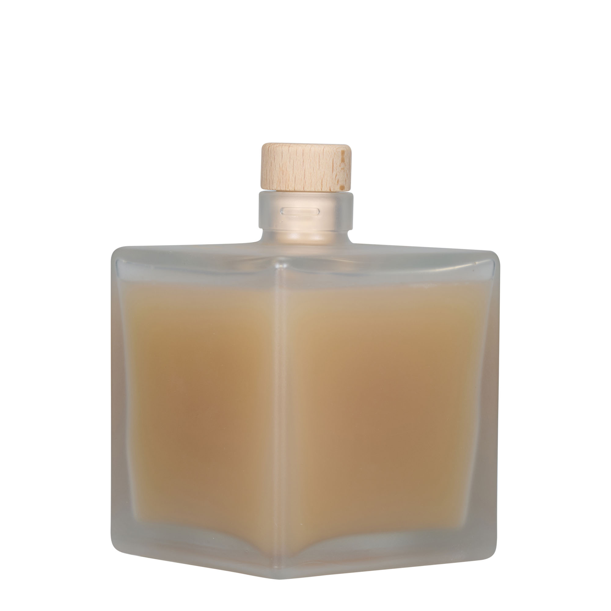 500 ml sklenená fľaša 'Cube', štvorcová, mrazená, hrdlo: korok