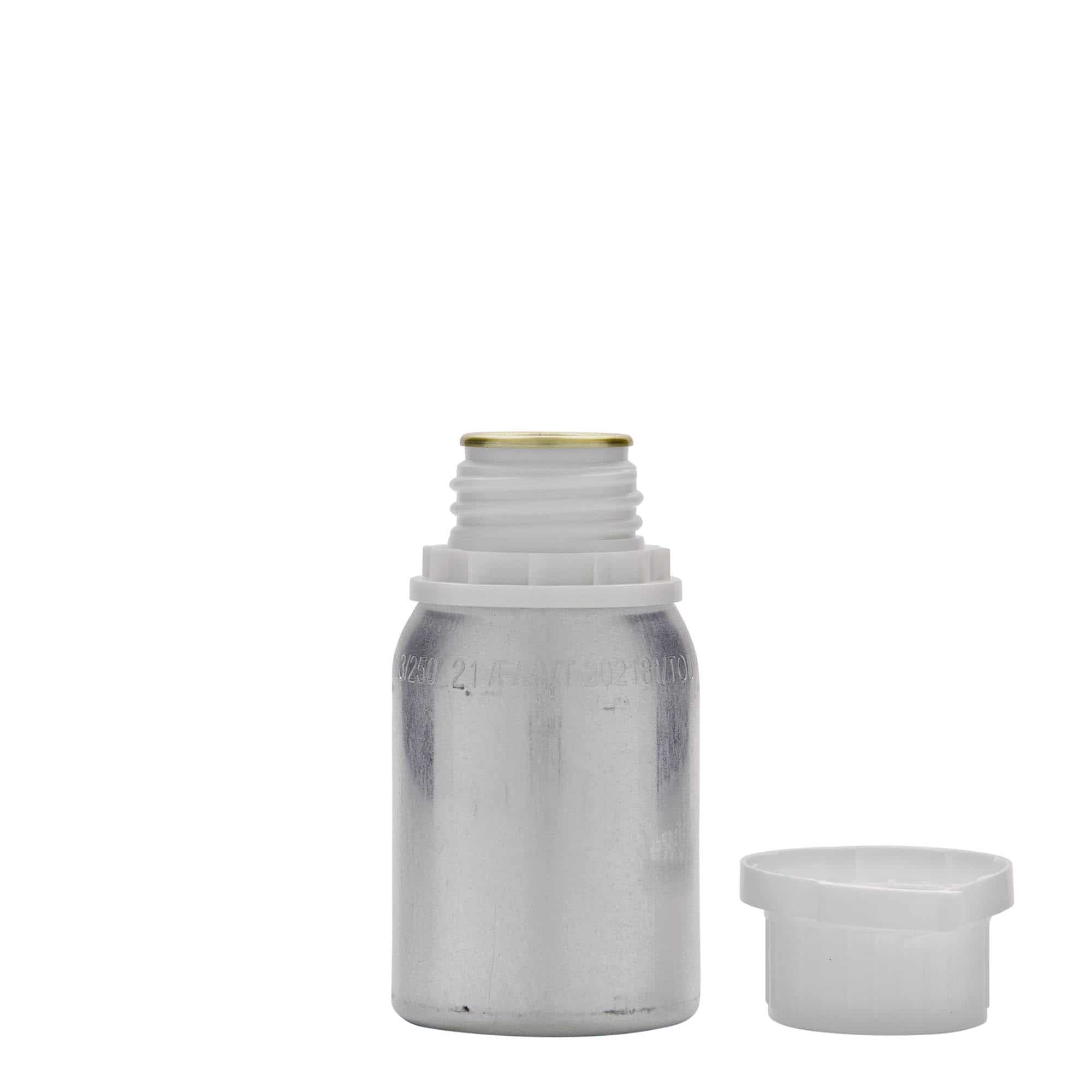 125 ml hliníková fľaša, kov, strieborná farba, hrdlo: DIN 32