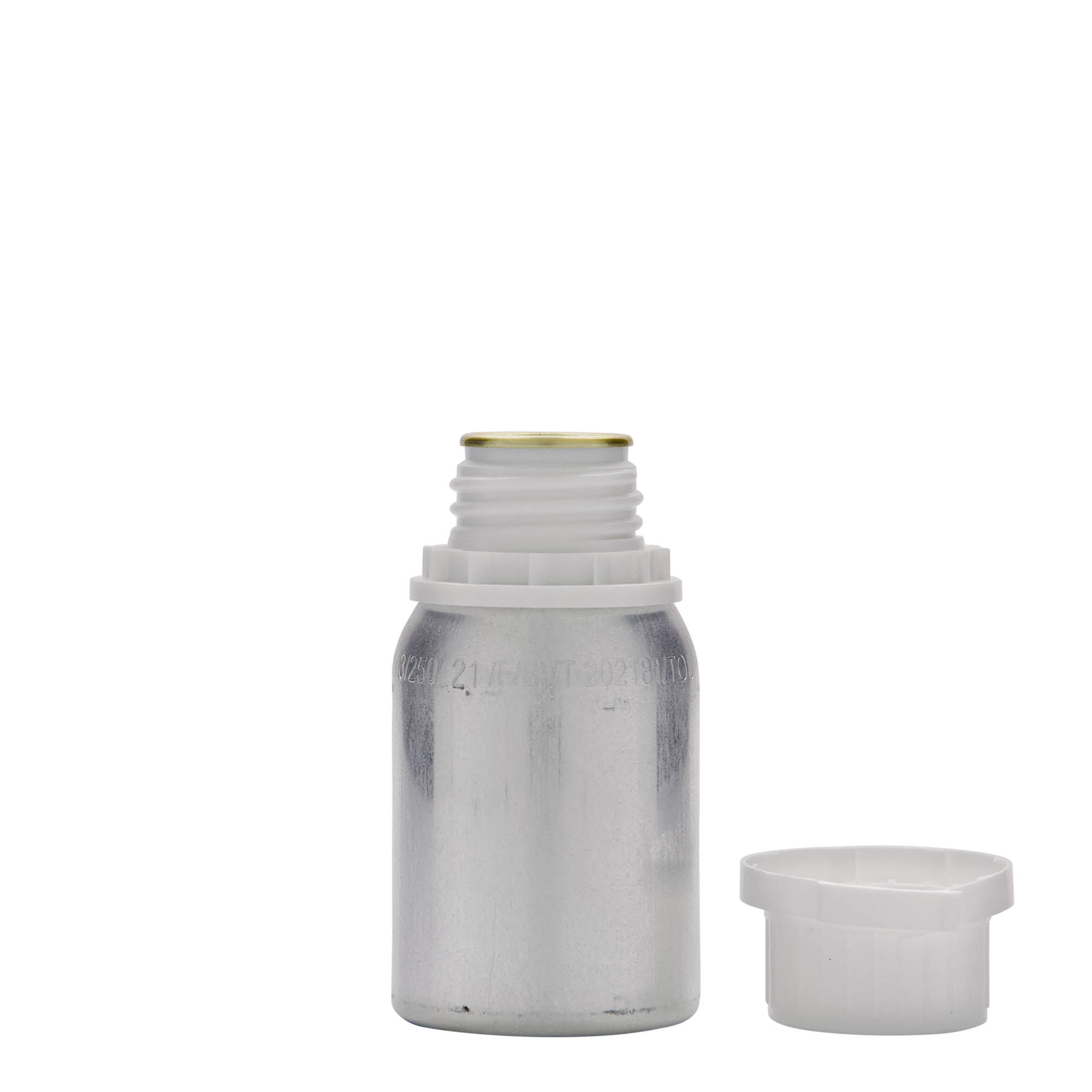 125 ml hliníková fľaša, kov, strieborná, hrdlo: DIN 32