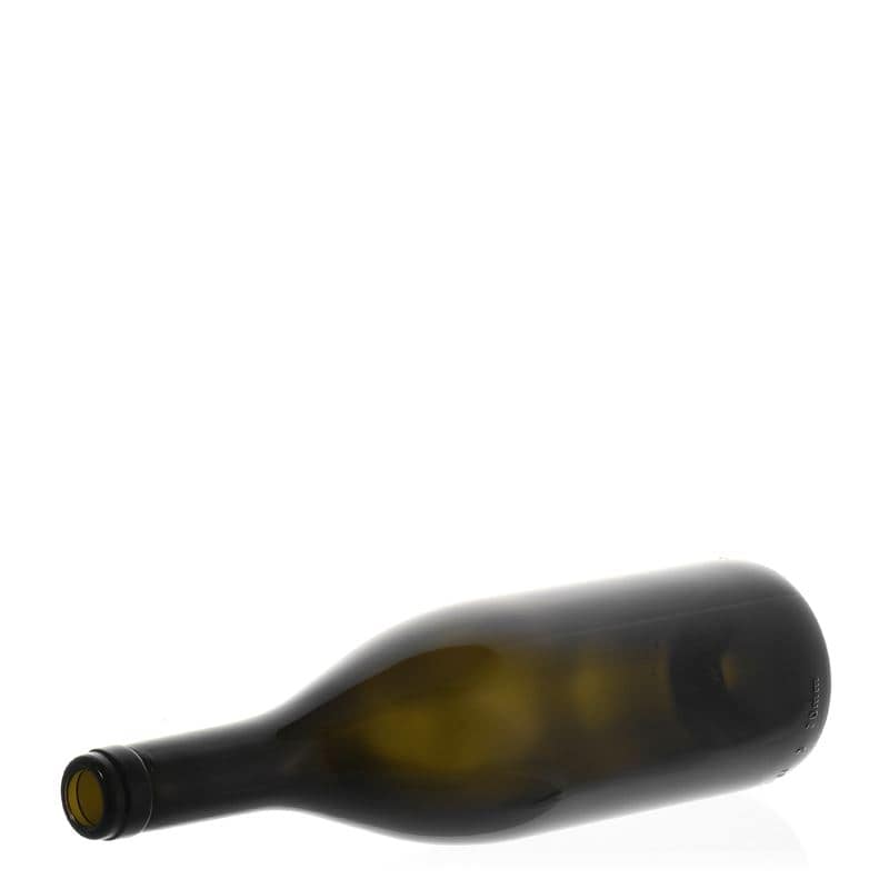 750 ml vínová fľaša „Tiffany“, antická zelená farba, hrdlo: korok