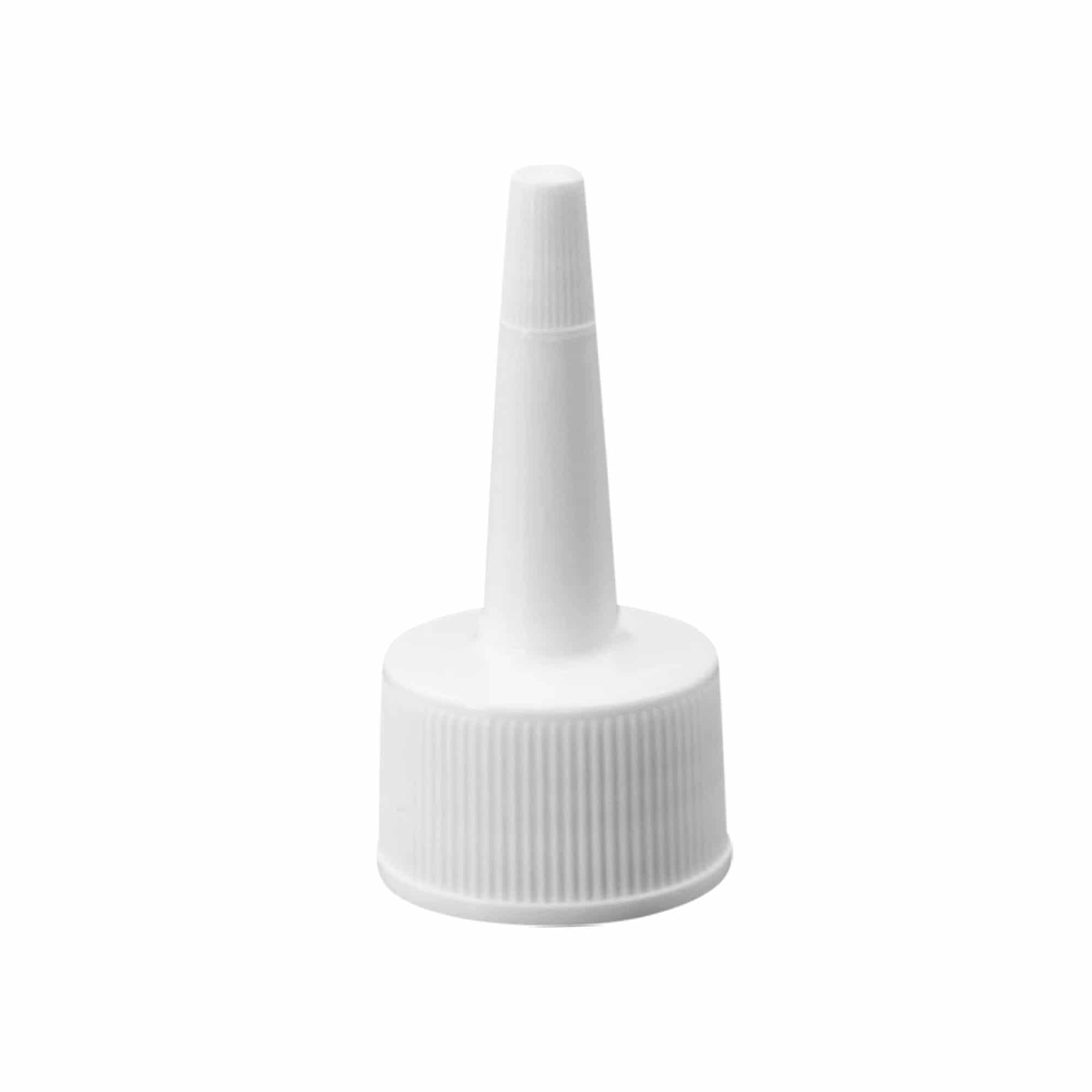 Skrutkovací uzáver s aplikátorom, PP plast, biela farba, pre hrdlo: 24/410