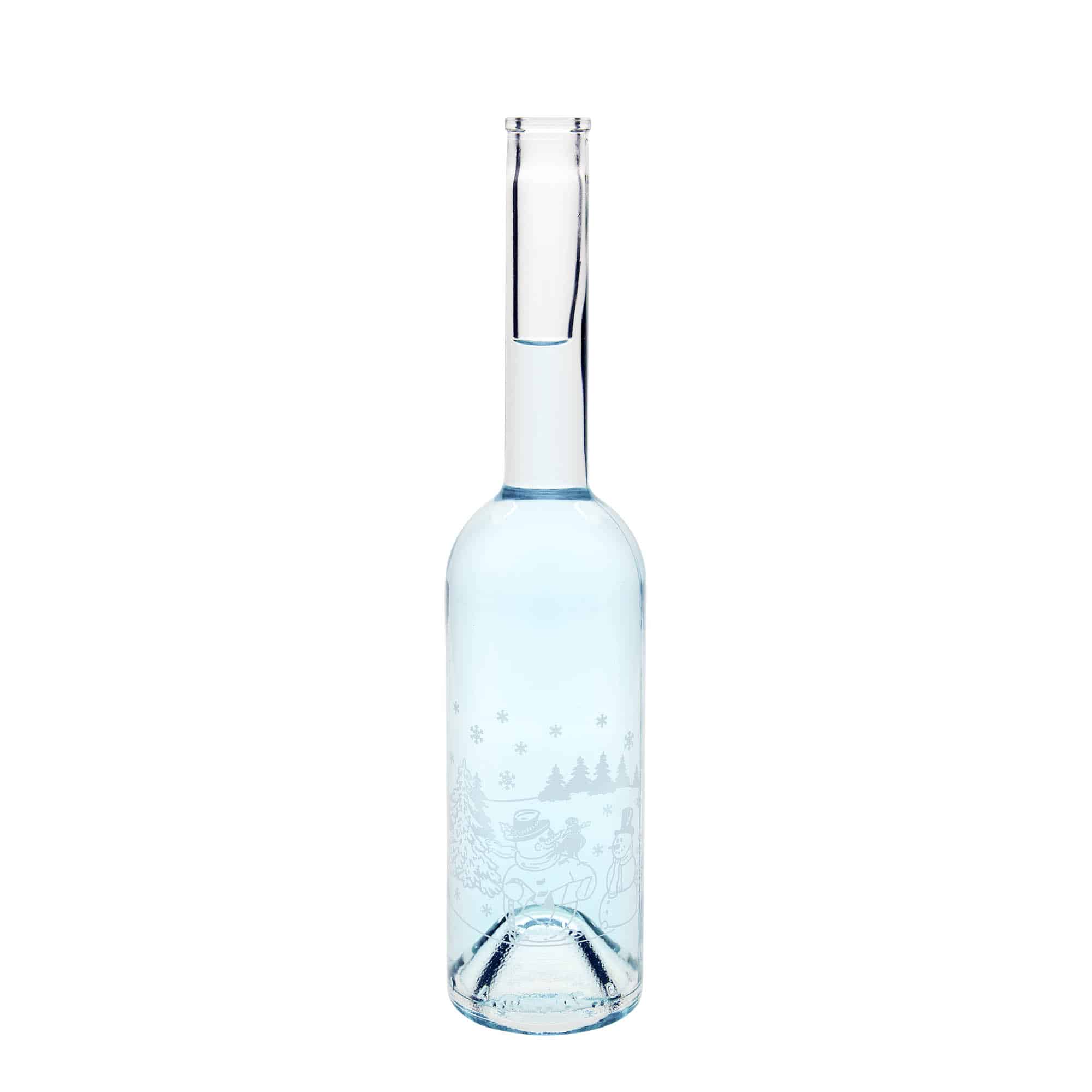500 ml sklená fľaša „Opera“, motív: fľaša snehuliak, hrdlo: korok