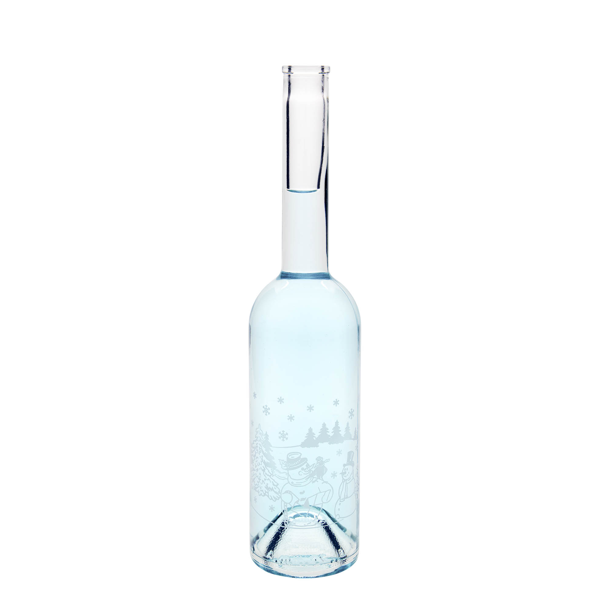 500 ml sklenená fľaša 'Opera', motív: fľaša snehuliaka, hrdlo: korok