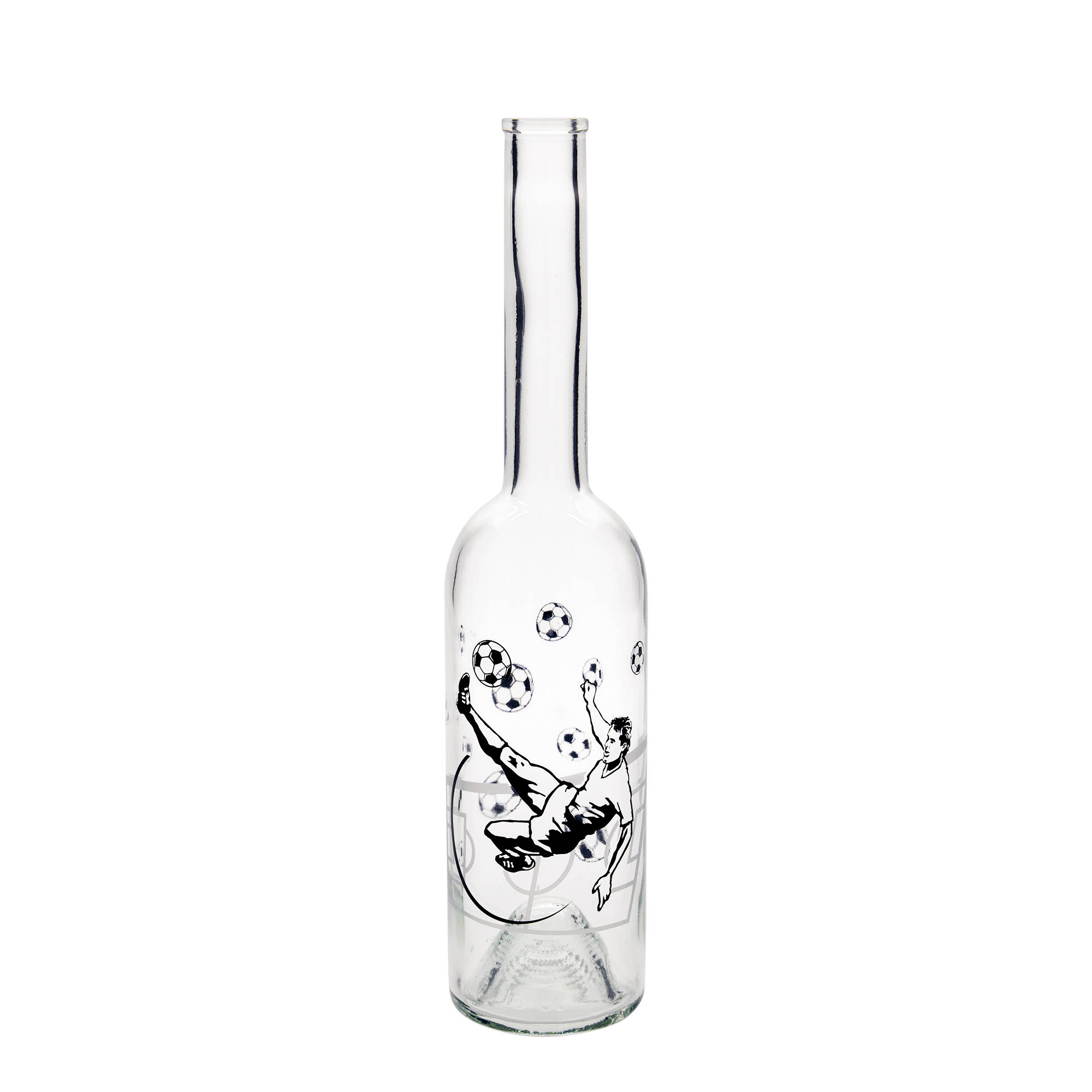 500 ml sklenená fľaša 'Opera', motív: futbalista, hrdlo: korok 500 ml sklenená fľaša 'Opera', motív: futbalista, hrdlo: korok