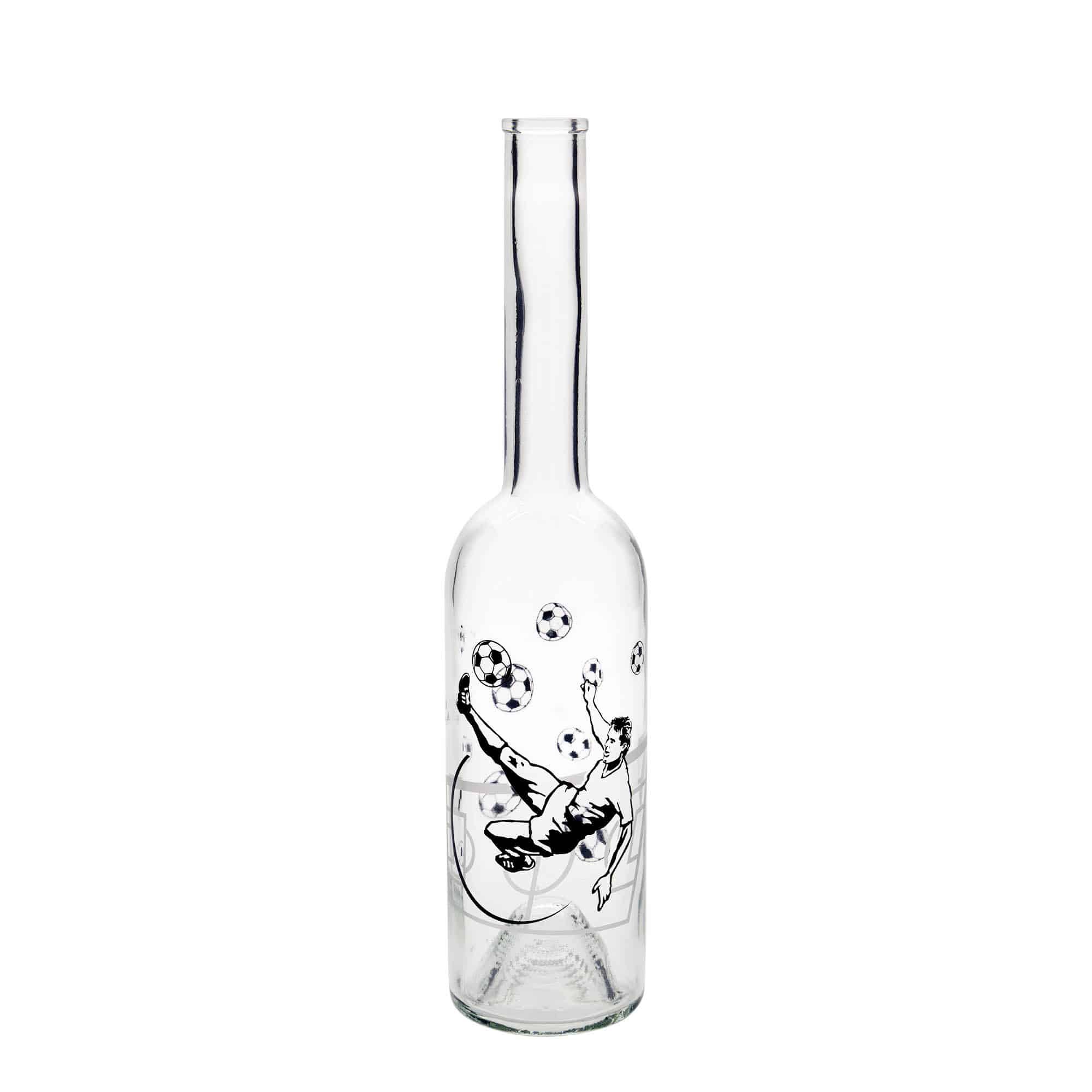 500 ml sklenená fľaša 'Opera', motív: futbalista, hrdlo: korok 500 ml sklenená fľaša 'Opera', motív: futbalista, hrdlo: korok